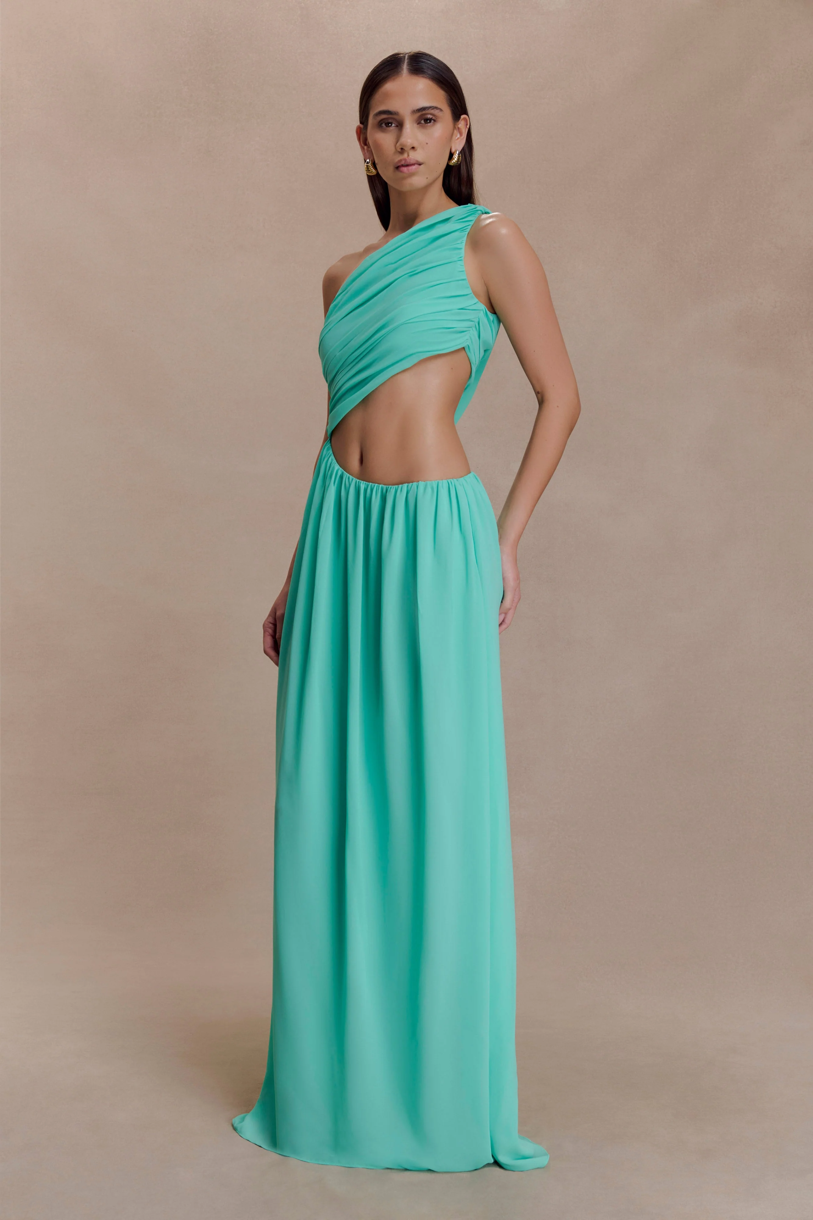 Aria Chiffon Cut Out Maxi Dress - Lagoon