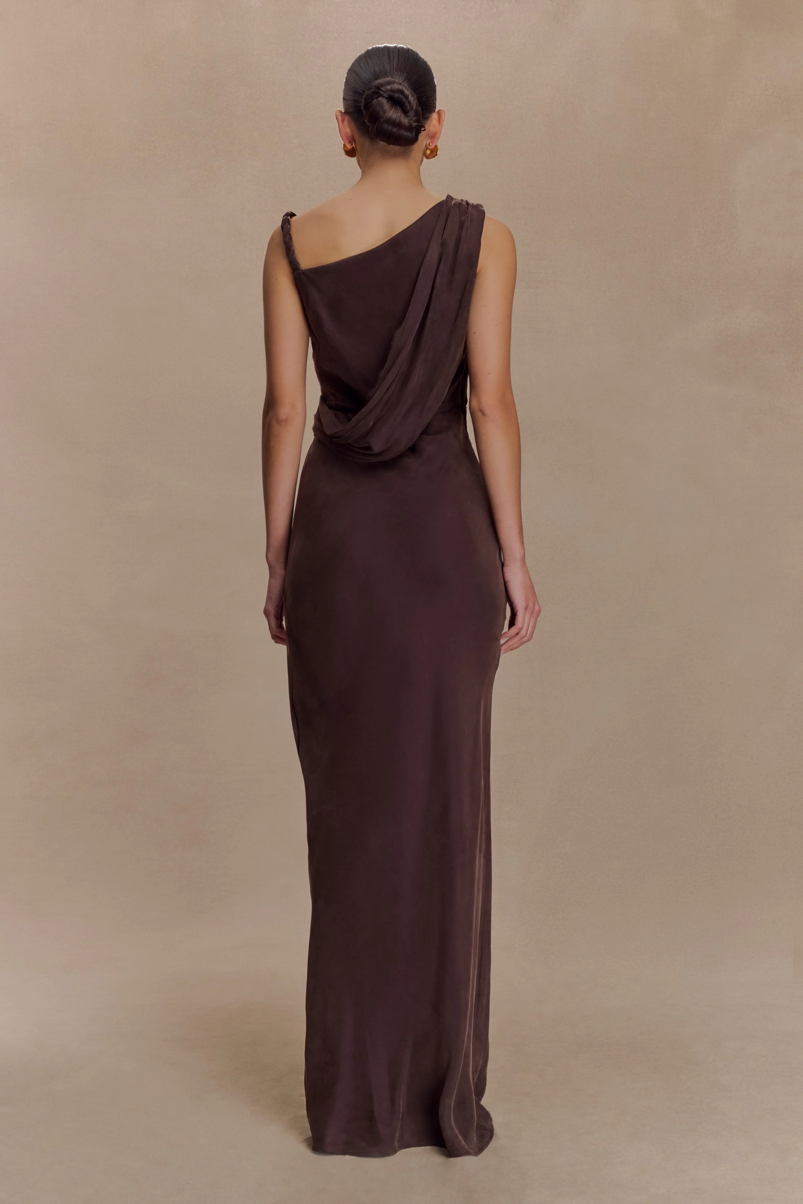 Lorieanne Draped Maxi Dress - Dark Chocolate