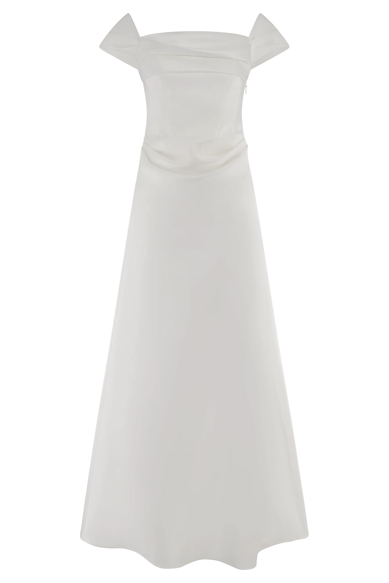 Luna Satin Off Shoulder Gown - White