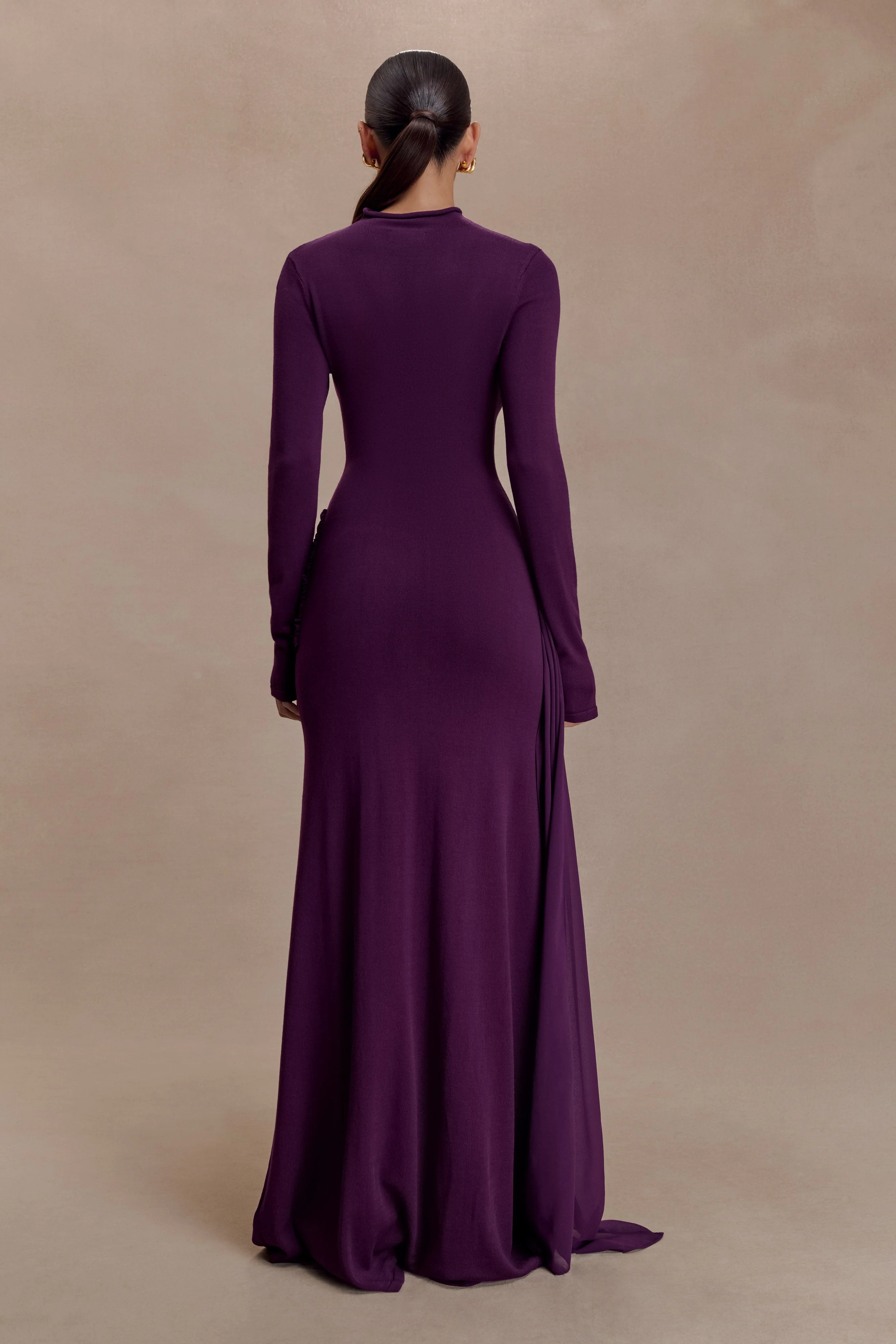 Grayson Knit Chiffon Maxi Dress - Plum