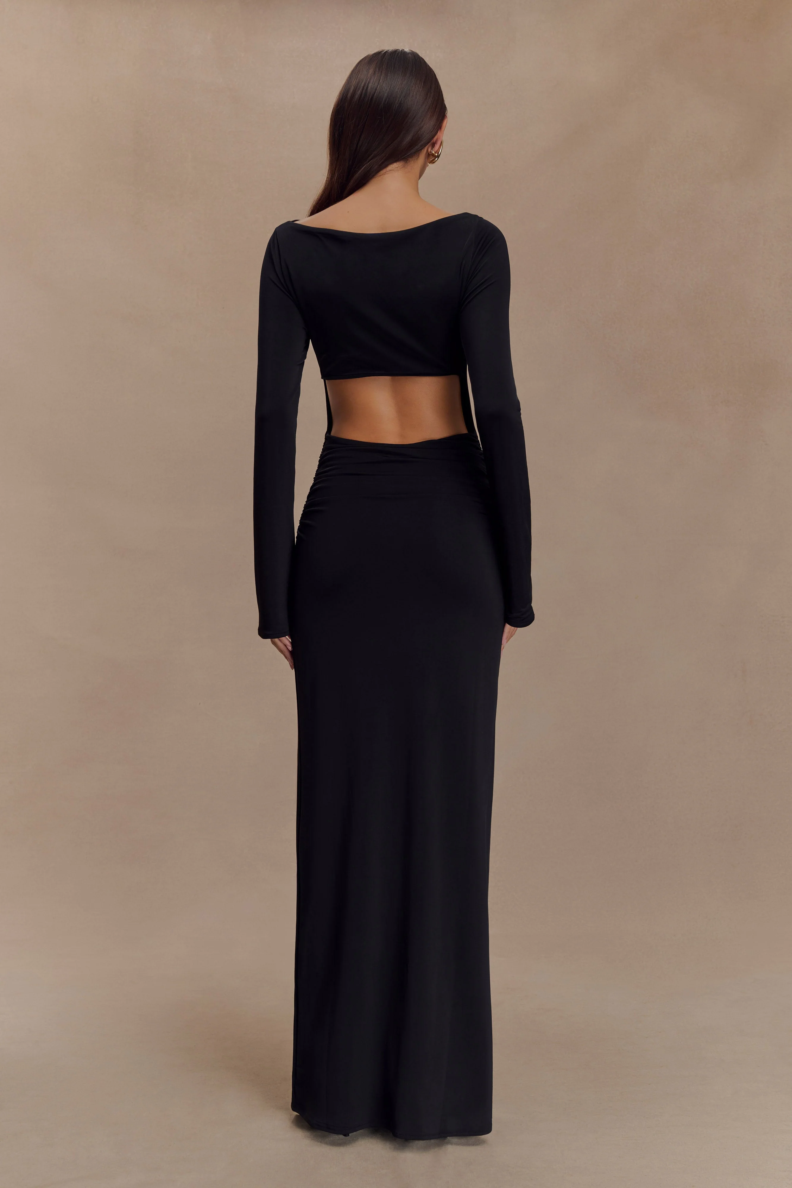 Vienna Slinky Cut Out Maxi Dress - Black