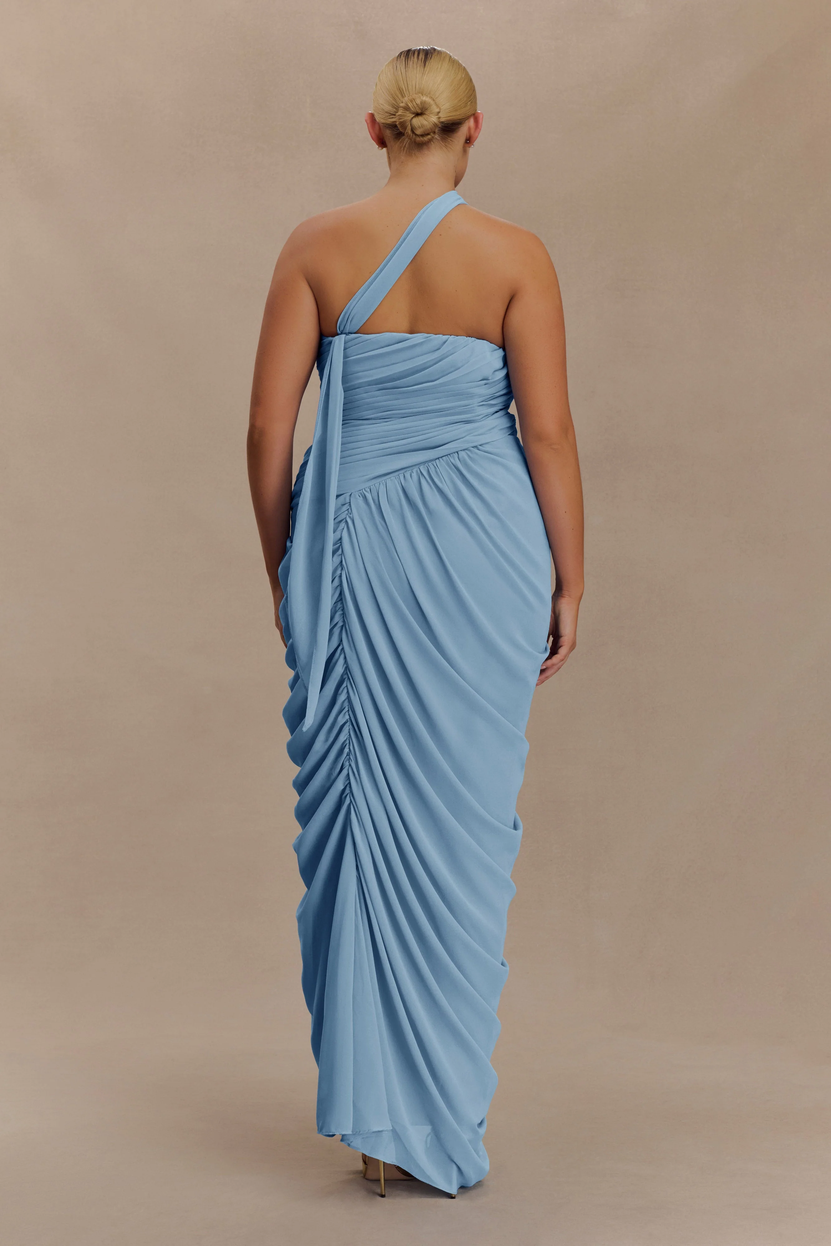 Micaela Chiffon Gathered Maxi Dress - Alaskan Blue
