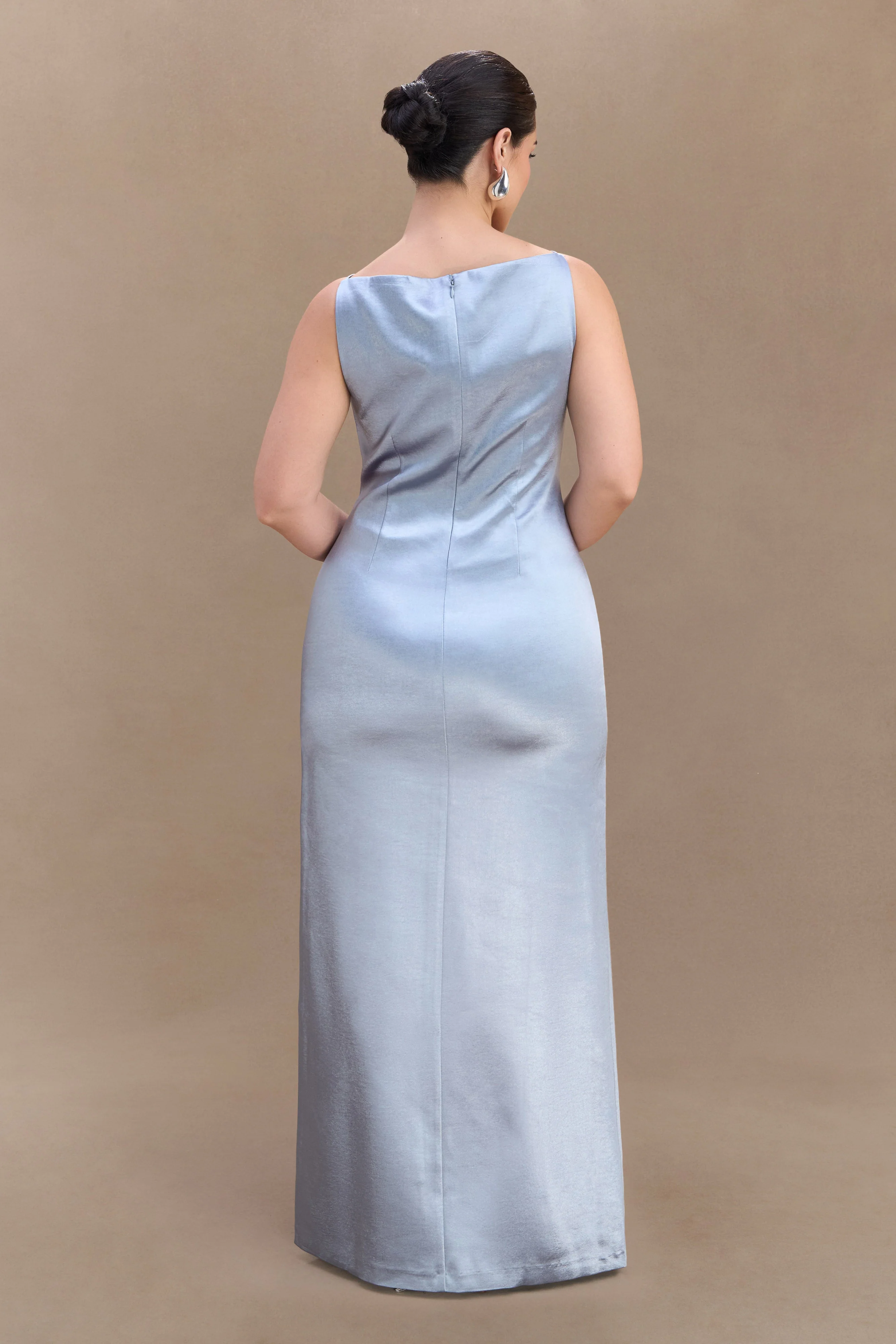 Violet Sleeveless Satin Maxi Dress - Frosted Blue