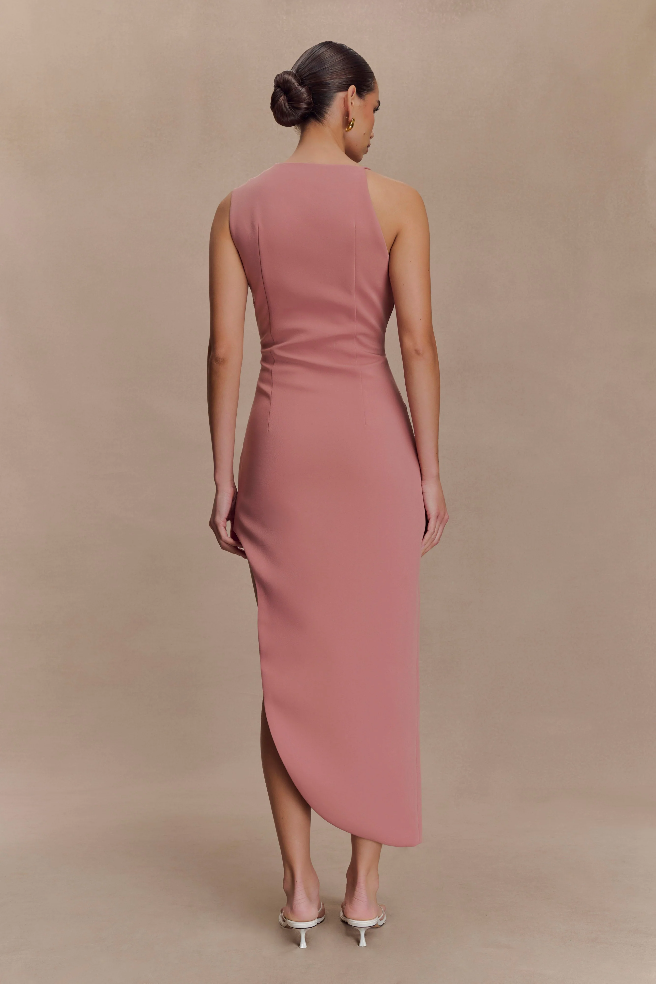 Virginia Suiting Embroidered Midi Dress - Burnt Rose