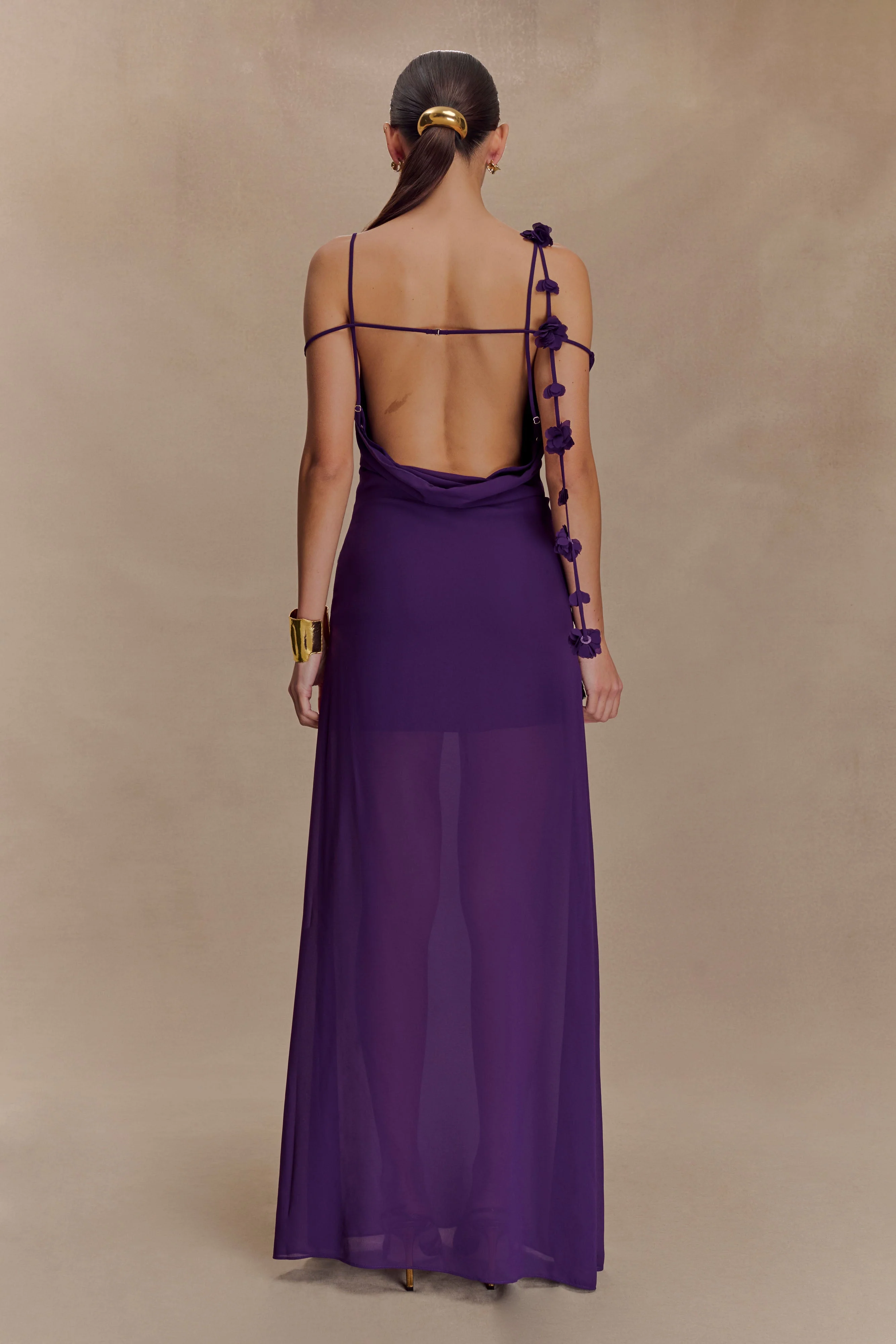 Rosalie Floral Chiffon Maxi Dress - Purple