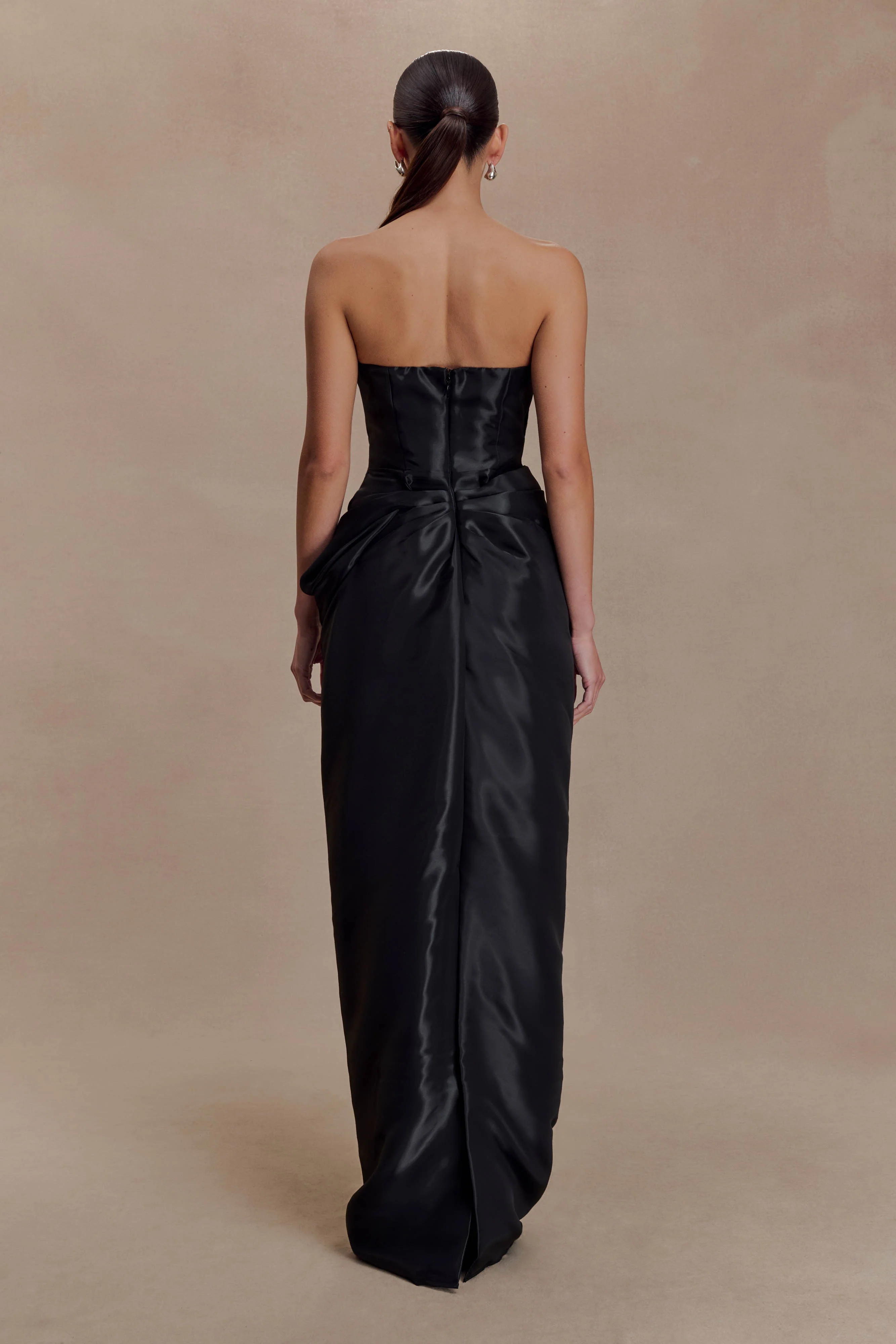 Calliope Strapless Organza Maxi Dress - Black