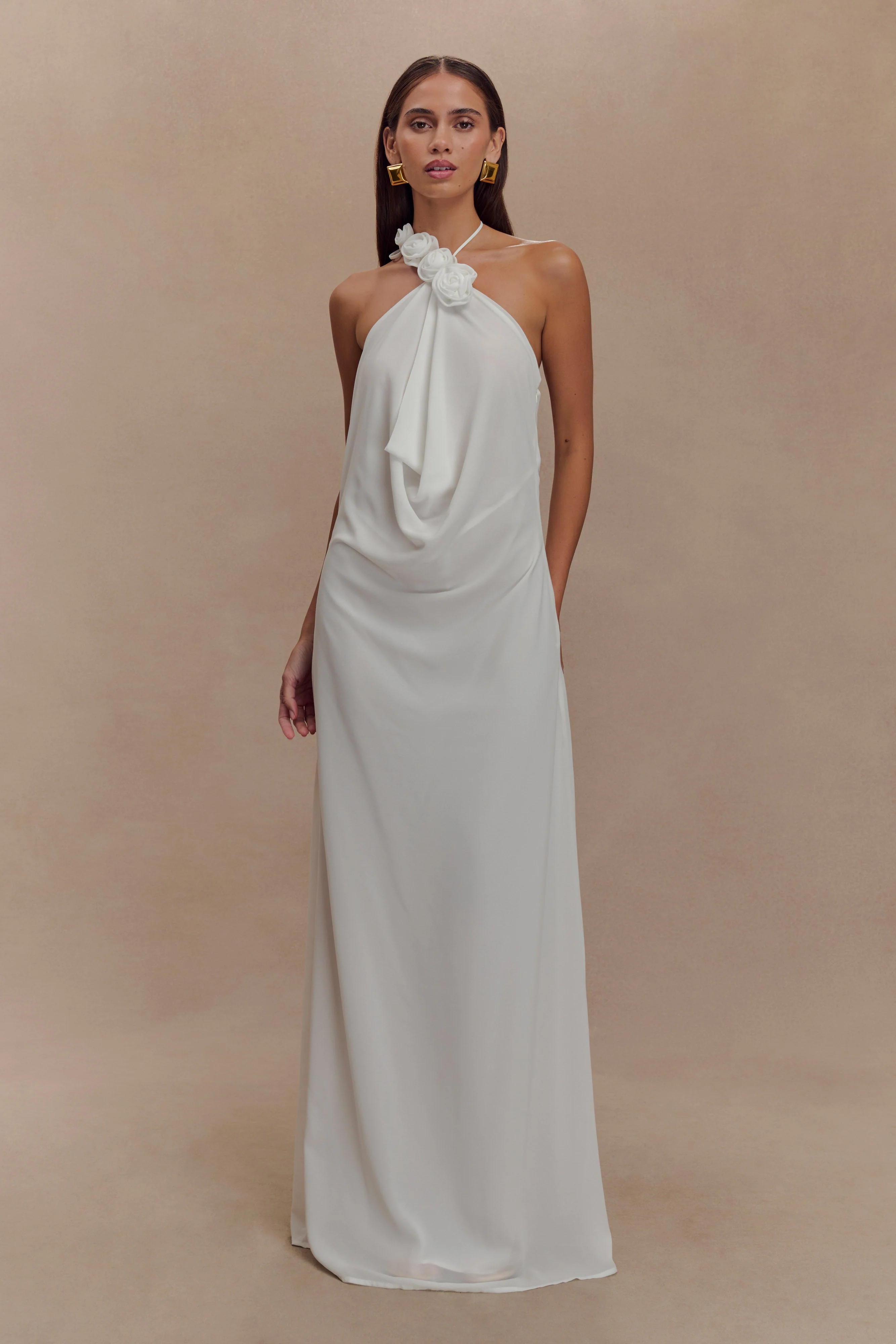 Rosalia Cowl Neck Maxi Dress - White
