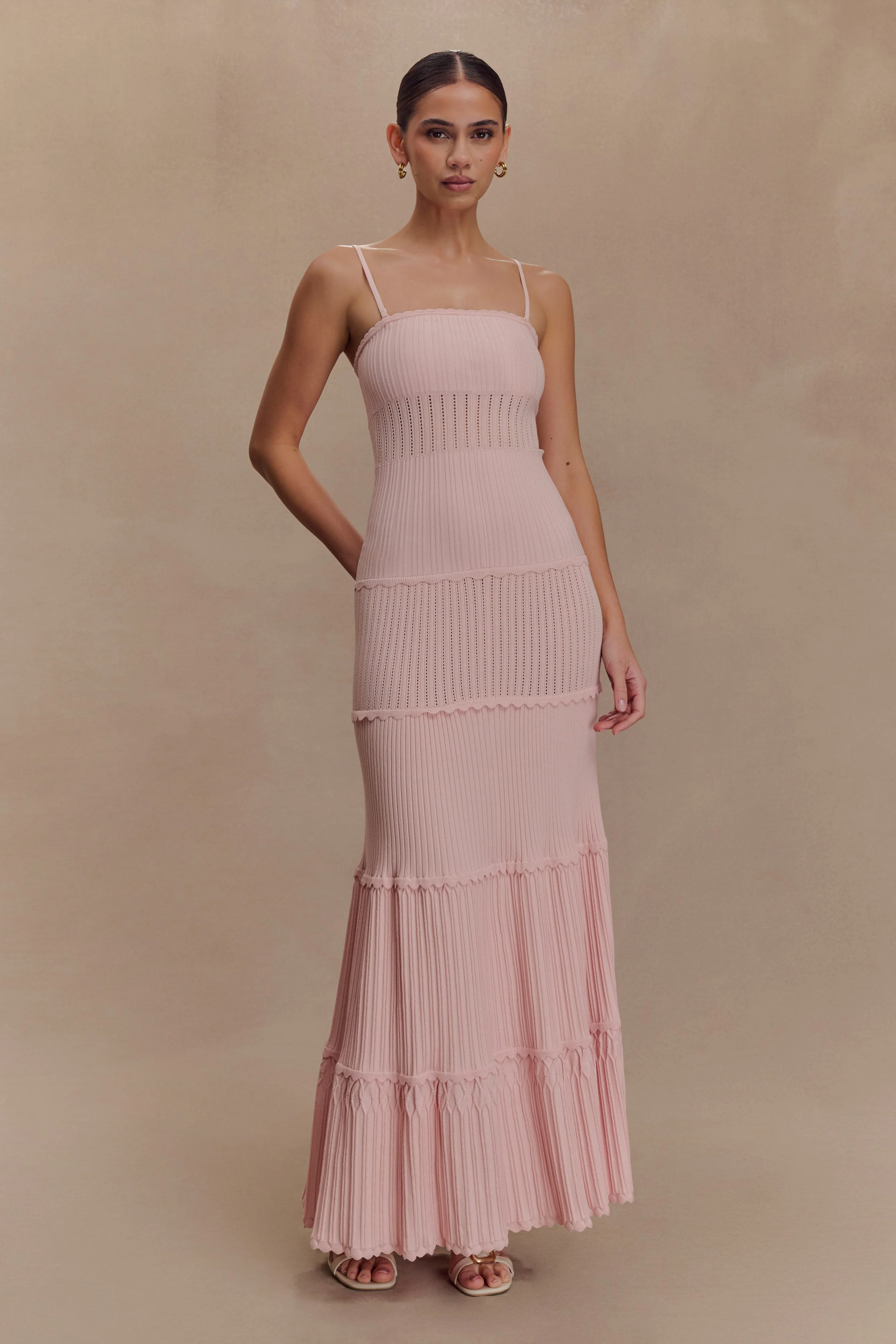 Finley Pointelle Knit Maxi Dress - Baby Pink