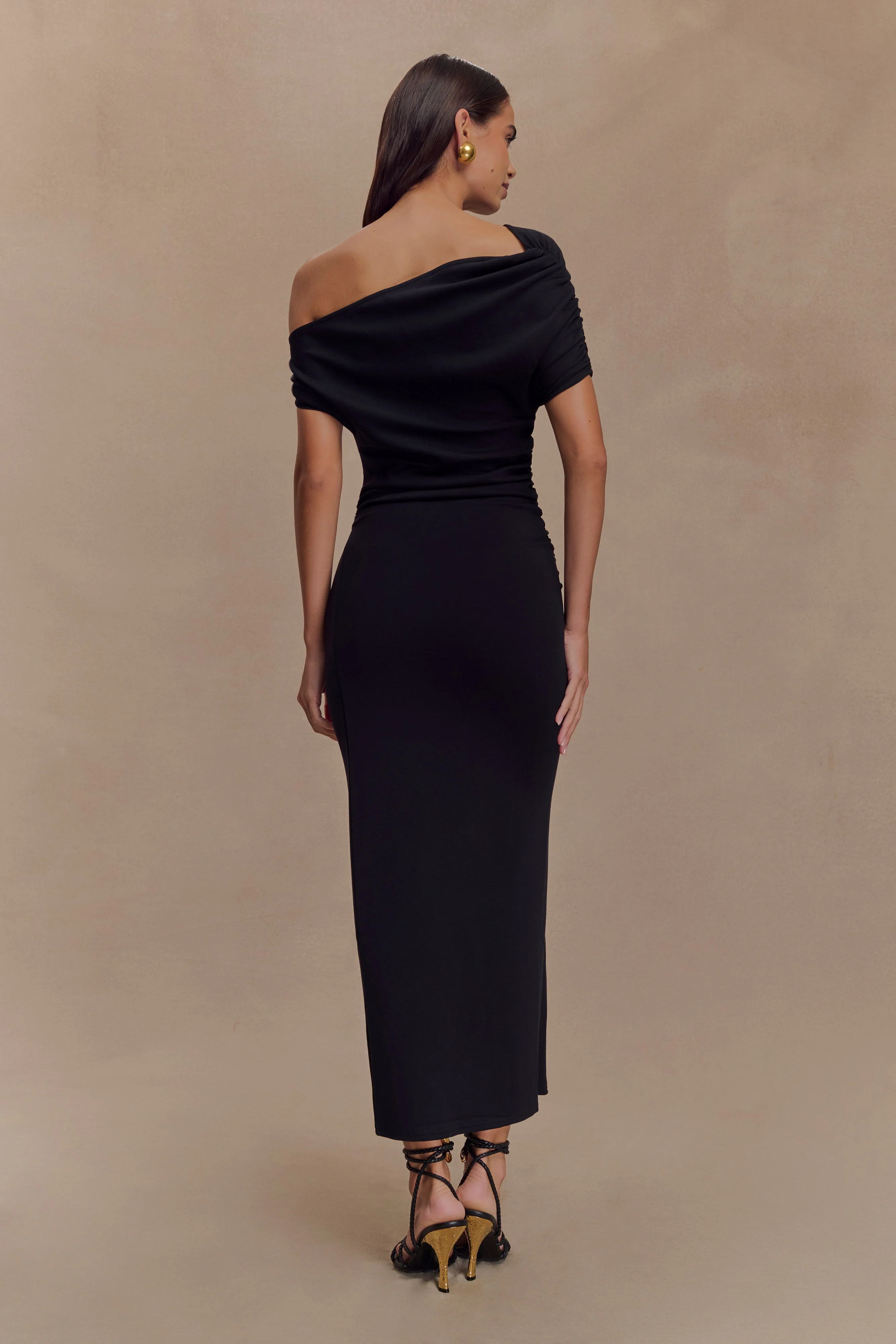 Kendra Scuba Jersey Midi Dress With Hardware - Black