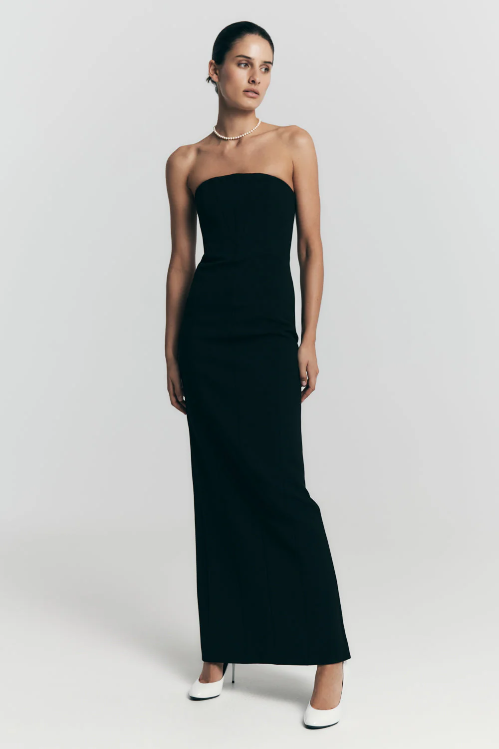 Kalila Strapless Crepe Maxi Dress - Black