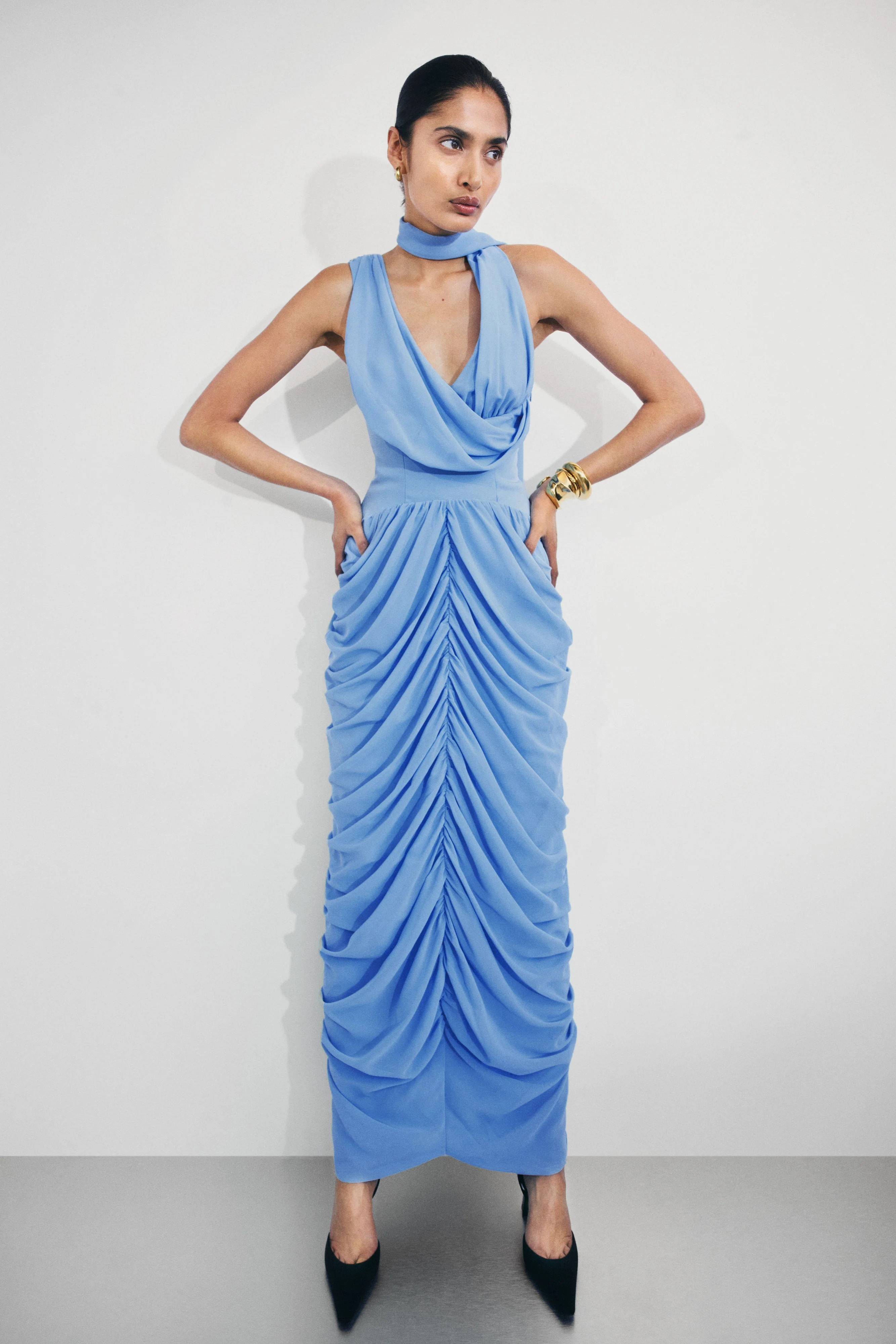 Alex Chiffon Maxi Dress - Blue