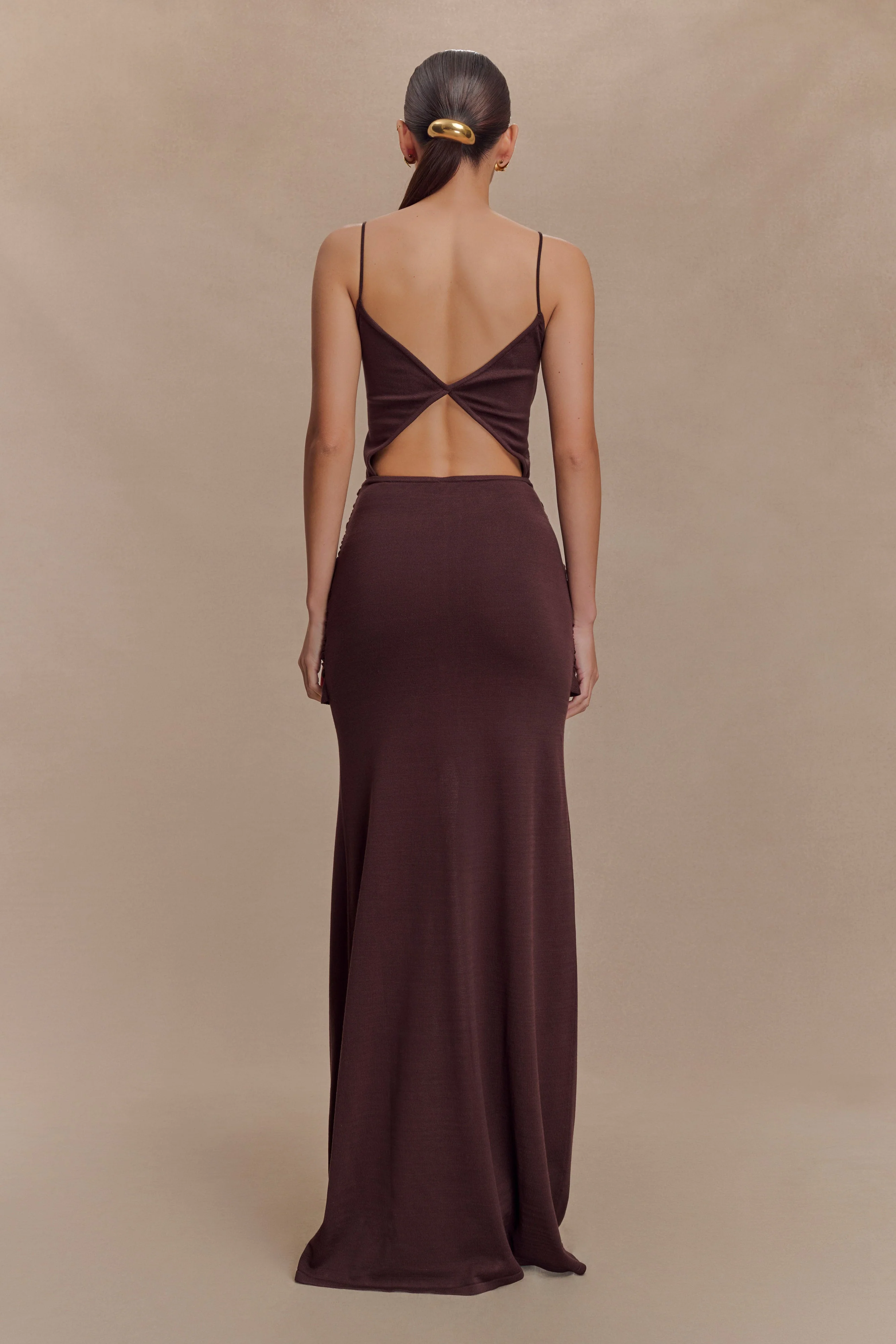 Reama Wrap Over Knit Maxi Dress - Chocolate