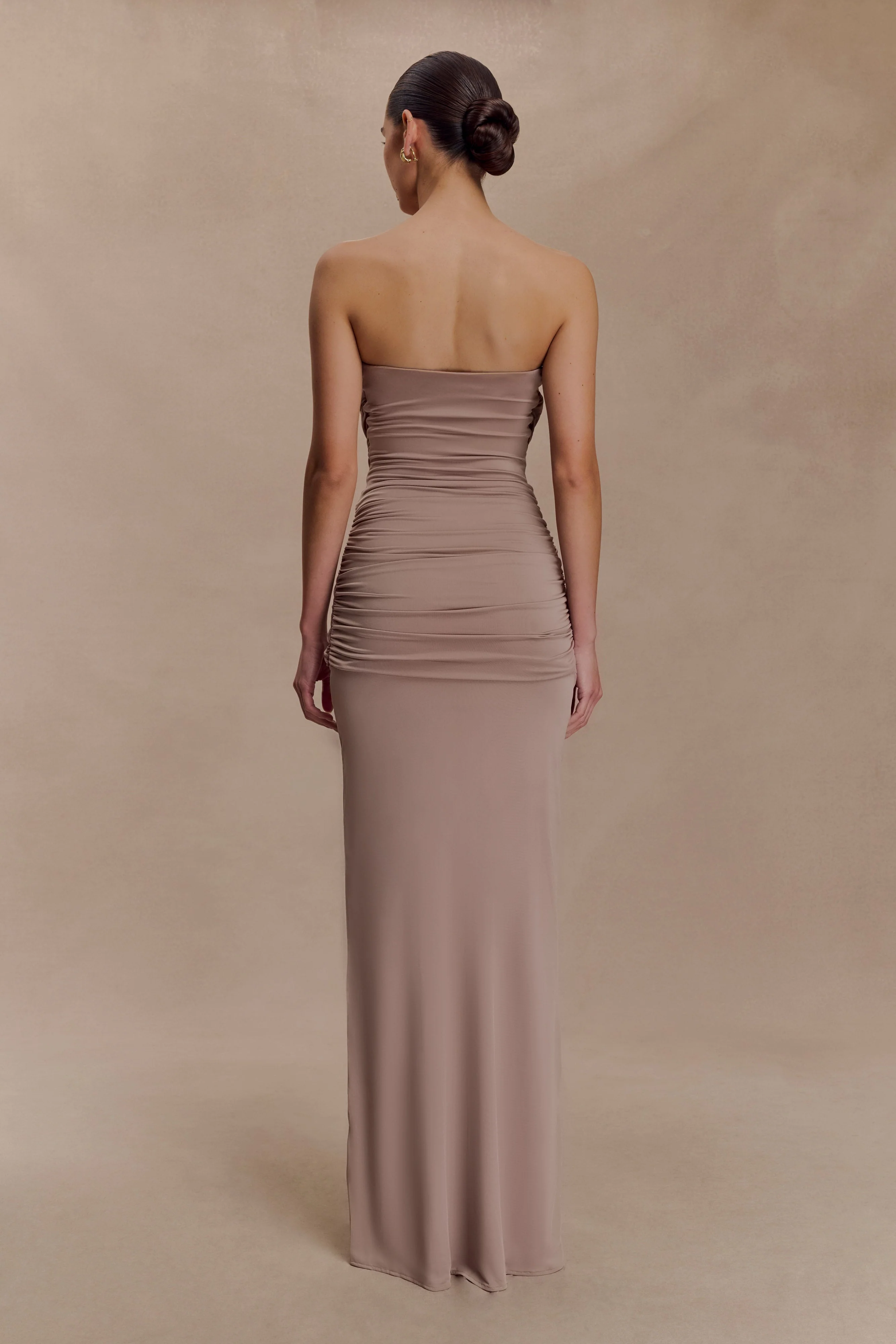Mirren Strapless Slinky Maxi Dress - Bronze