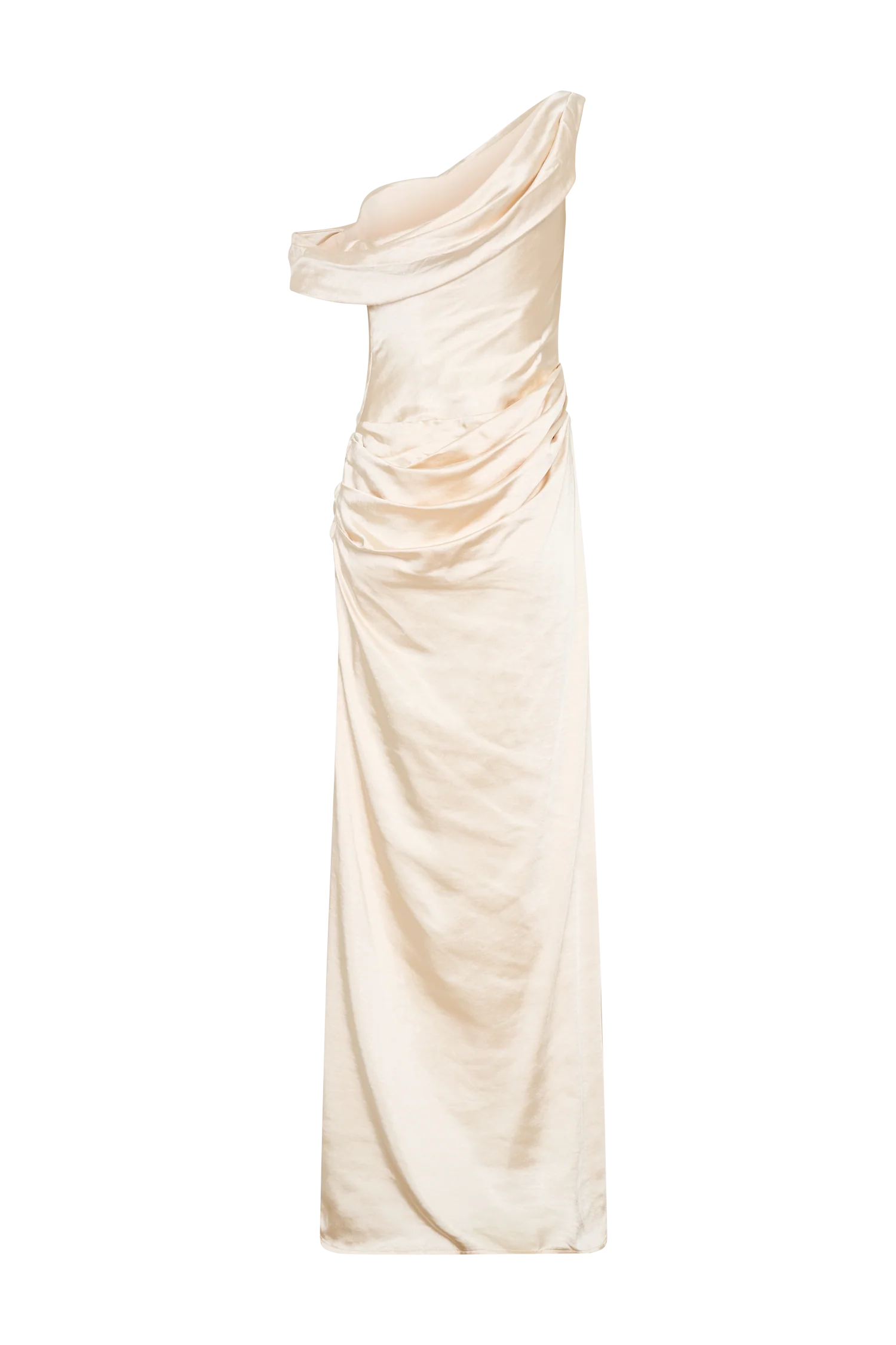 Dalia Off Shoulder Satin Maxi Dress - Blush Gold
