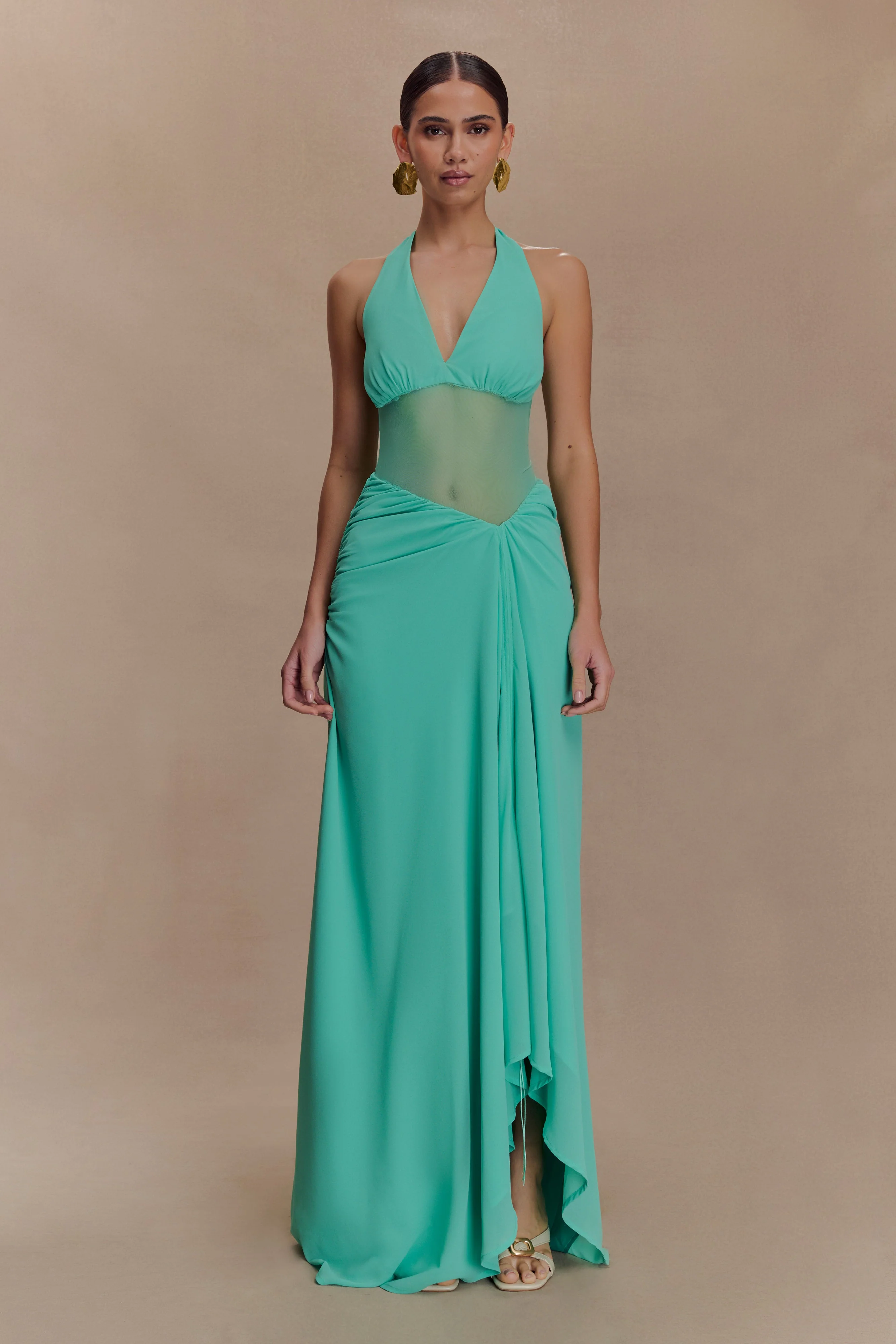 Jonna Chiffon And Mesh Maxi Dress - Lagoon