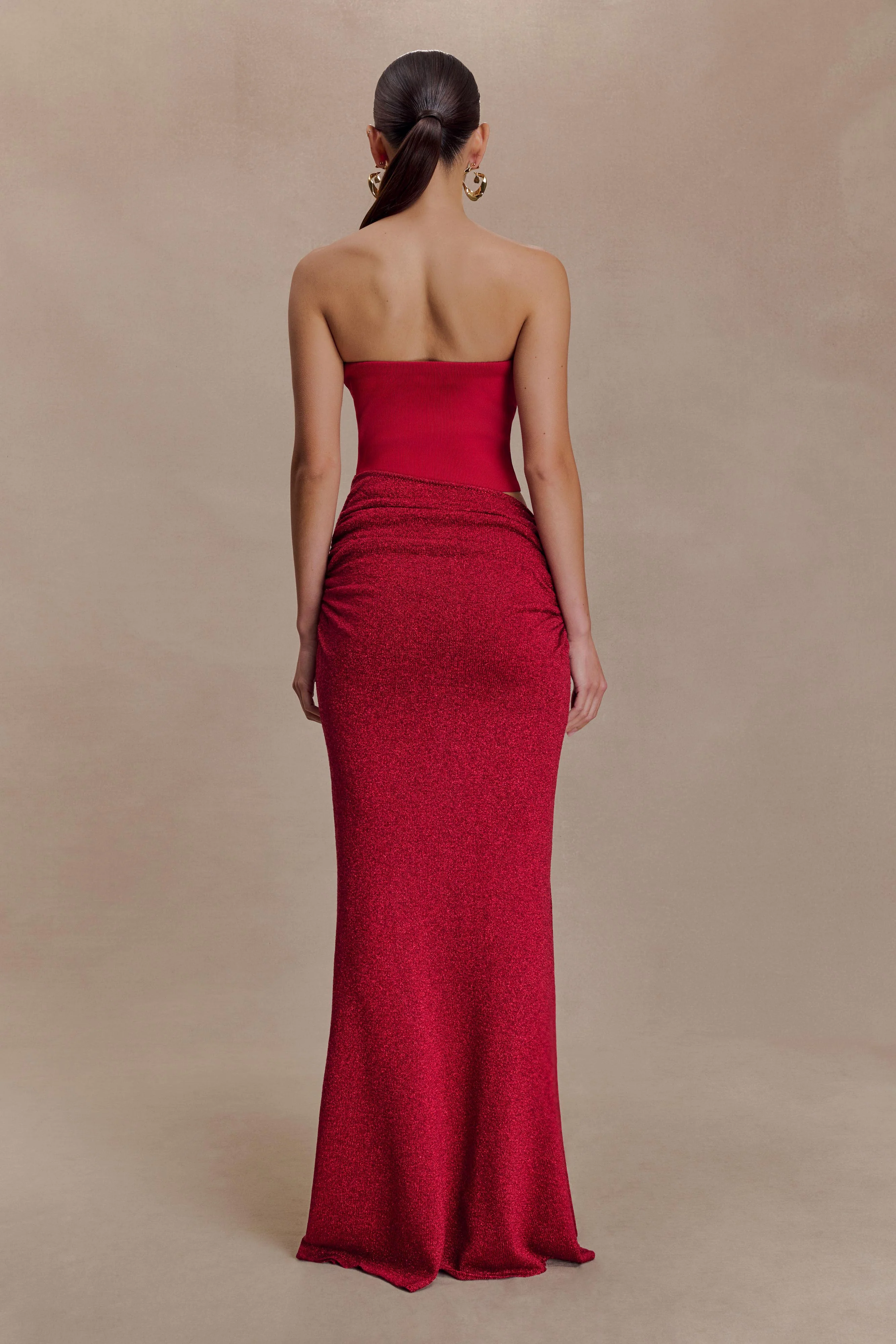 Jasiel Strapless Knit Maxi Dress - Red