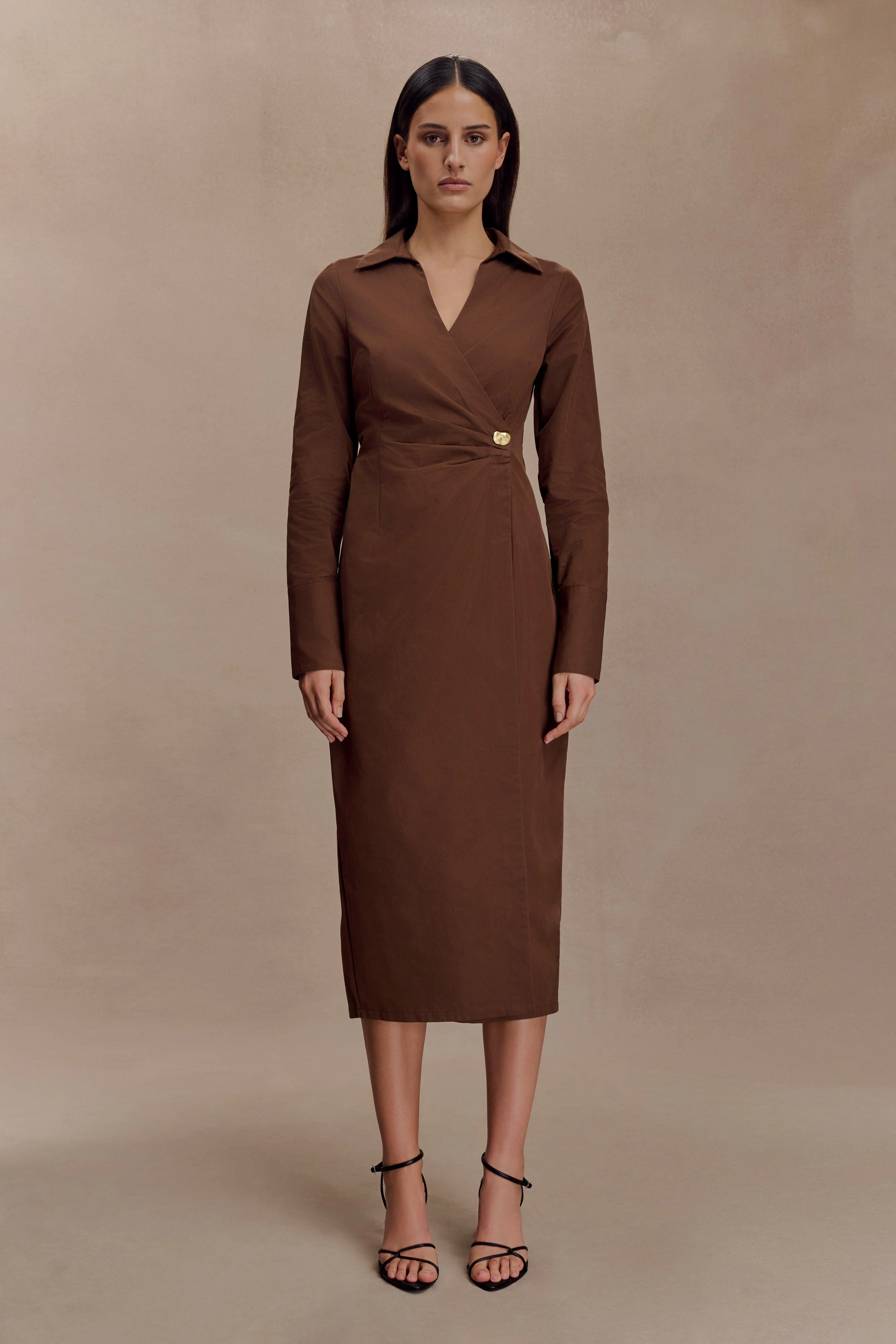 Mikaila Asymmetric Shirt Dress - Dark Chocolate