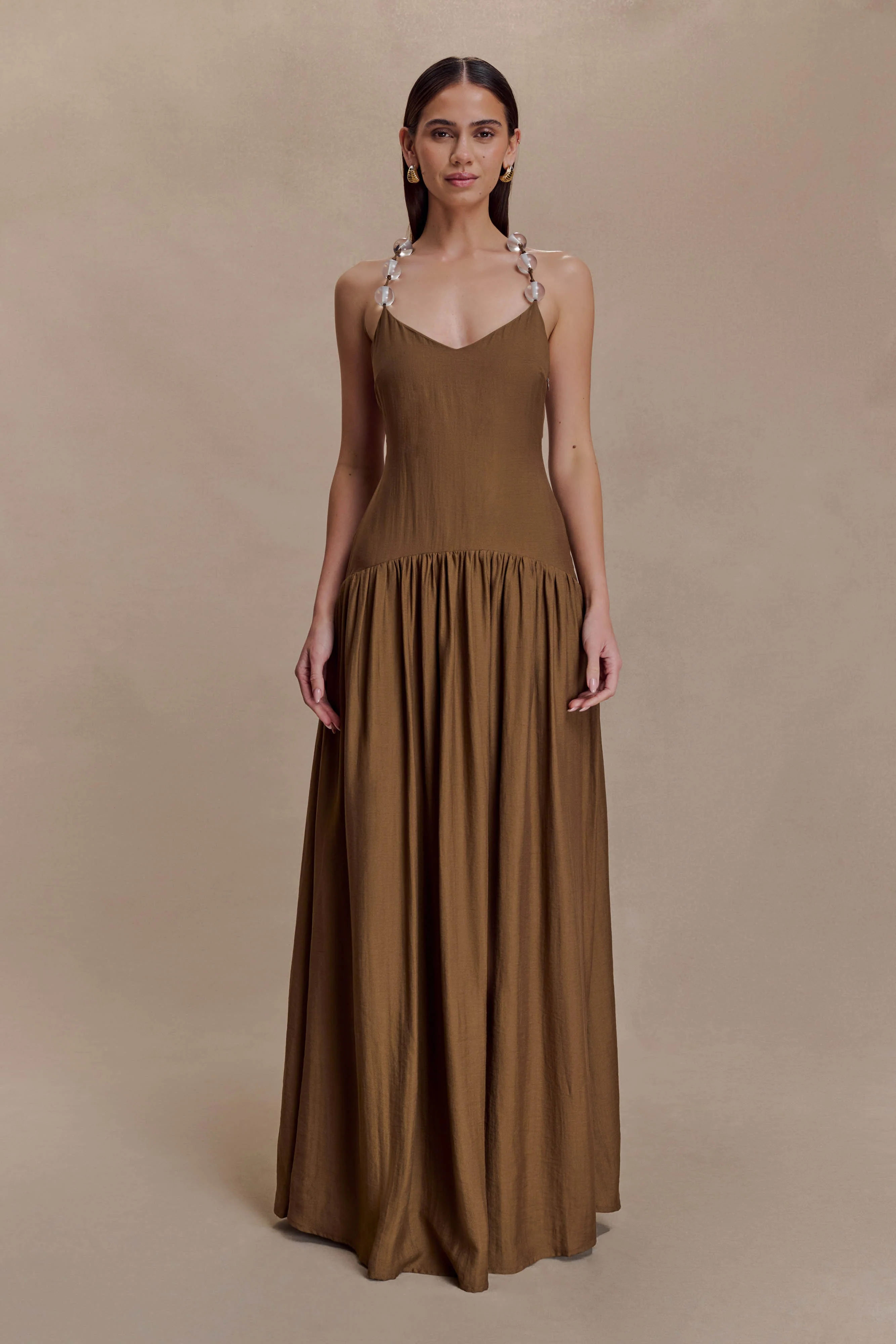 Darling Linen Maxi Dress - Chocolate