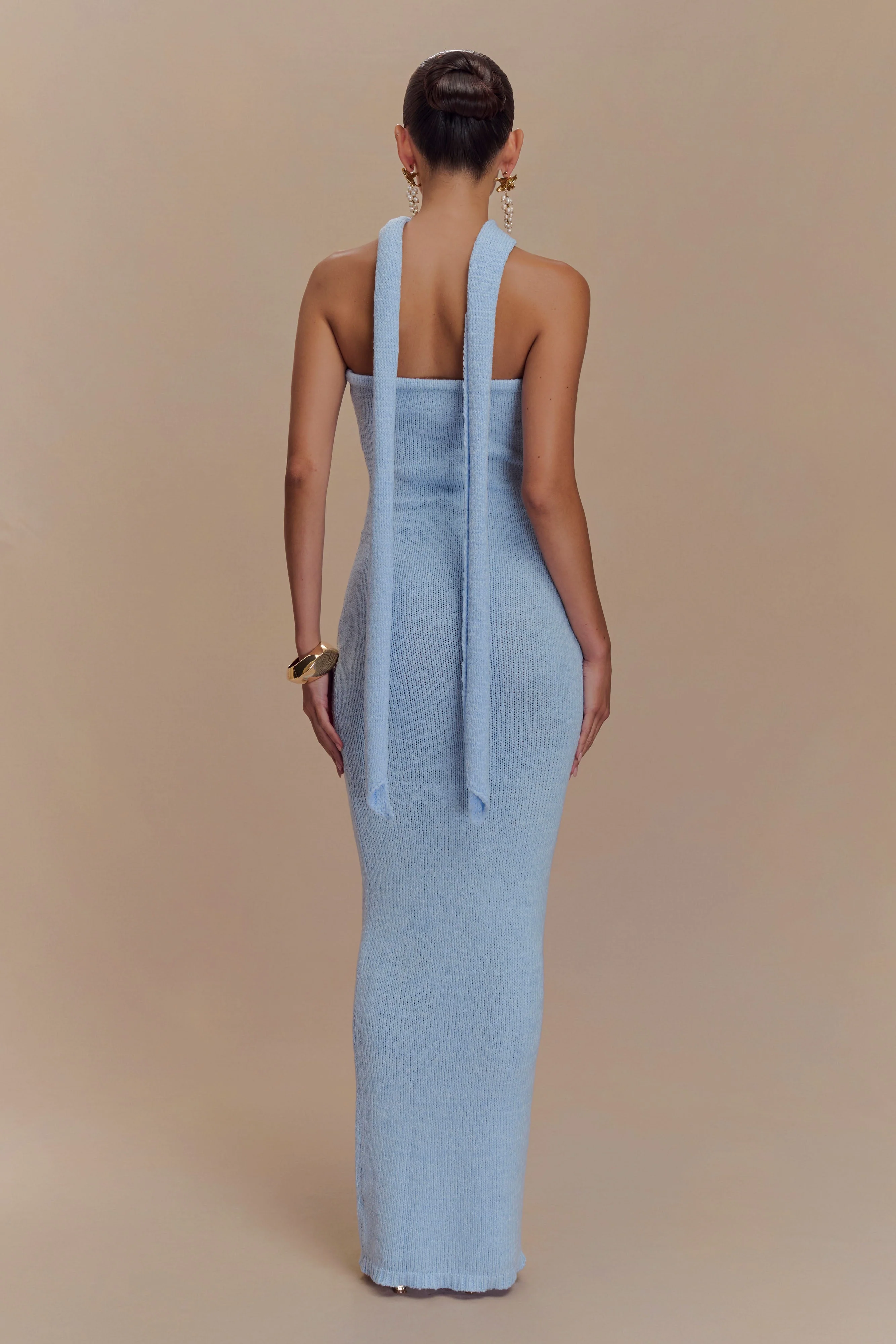 Andrea Strapless Knit Maxi Dress - Light Blue