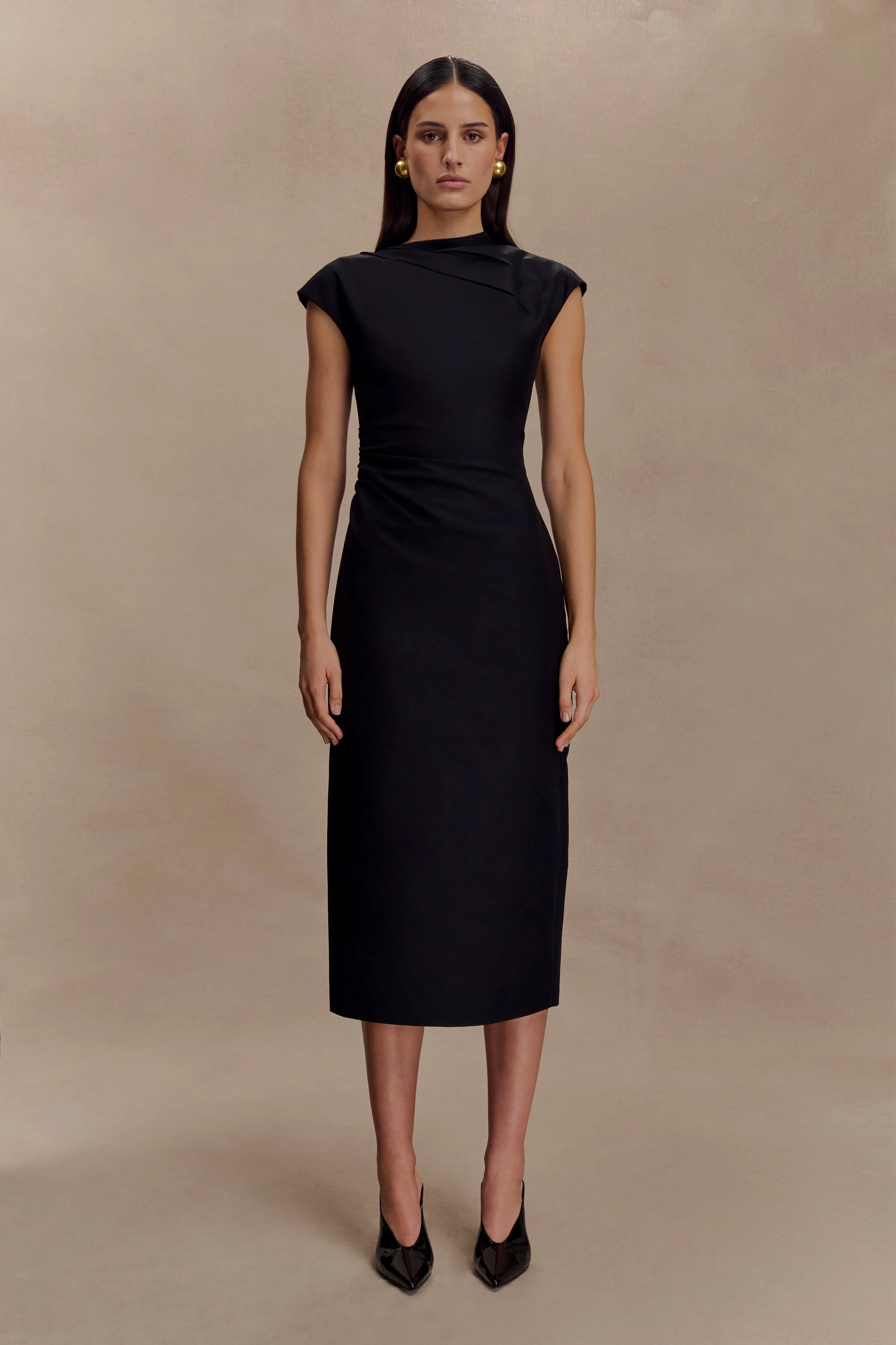 Lorena Cotton Midi Dress - Black