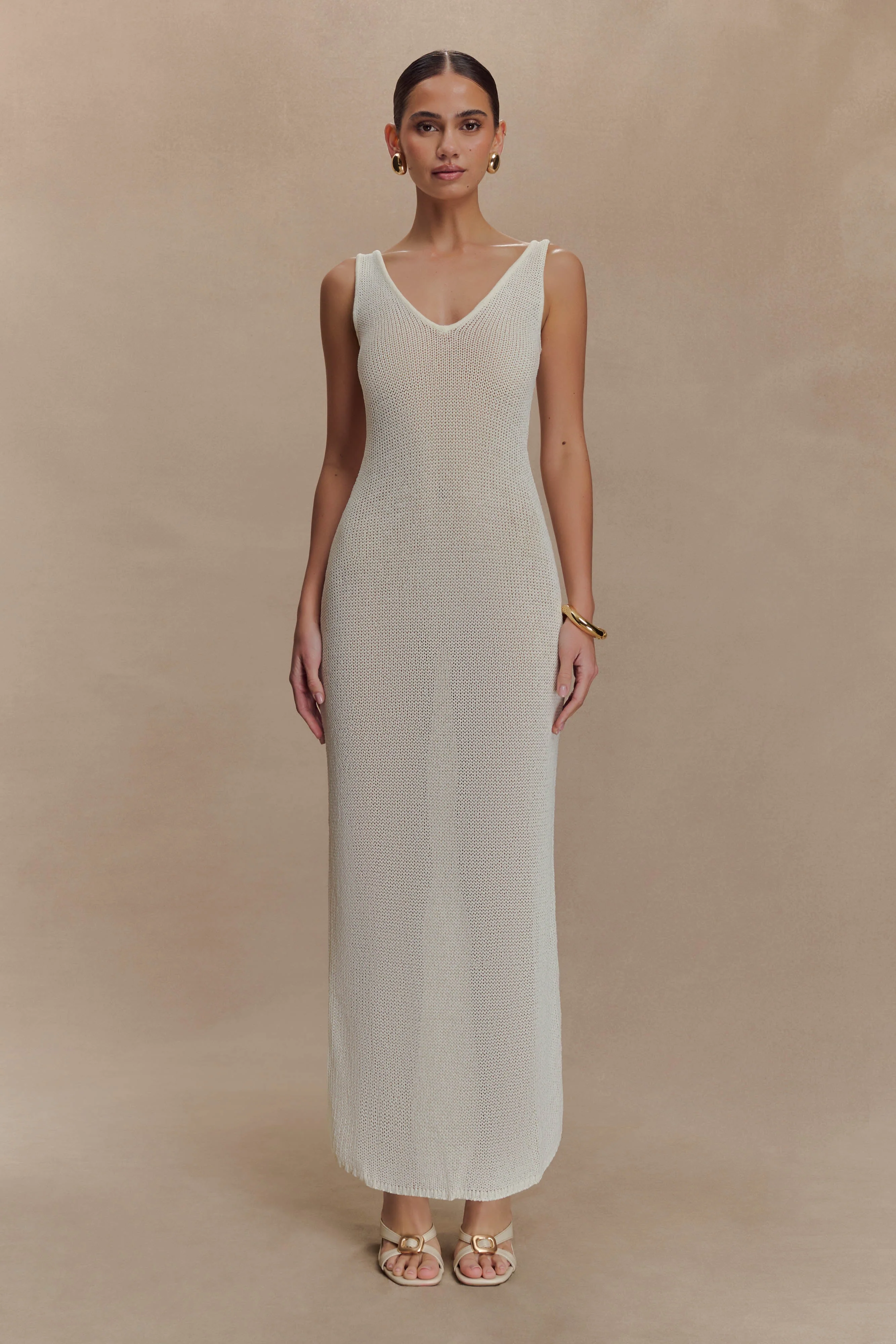 Ari Tape Yarn Knit Maxi Dress - White