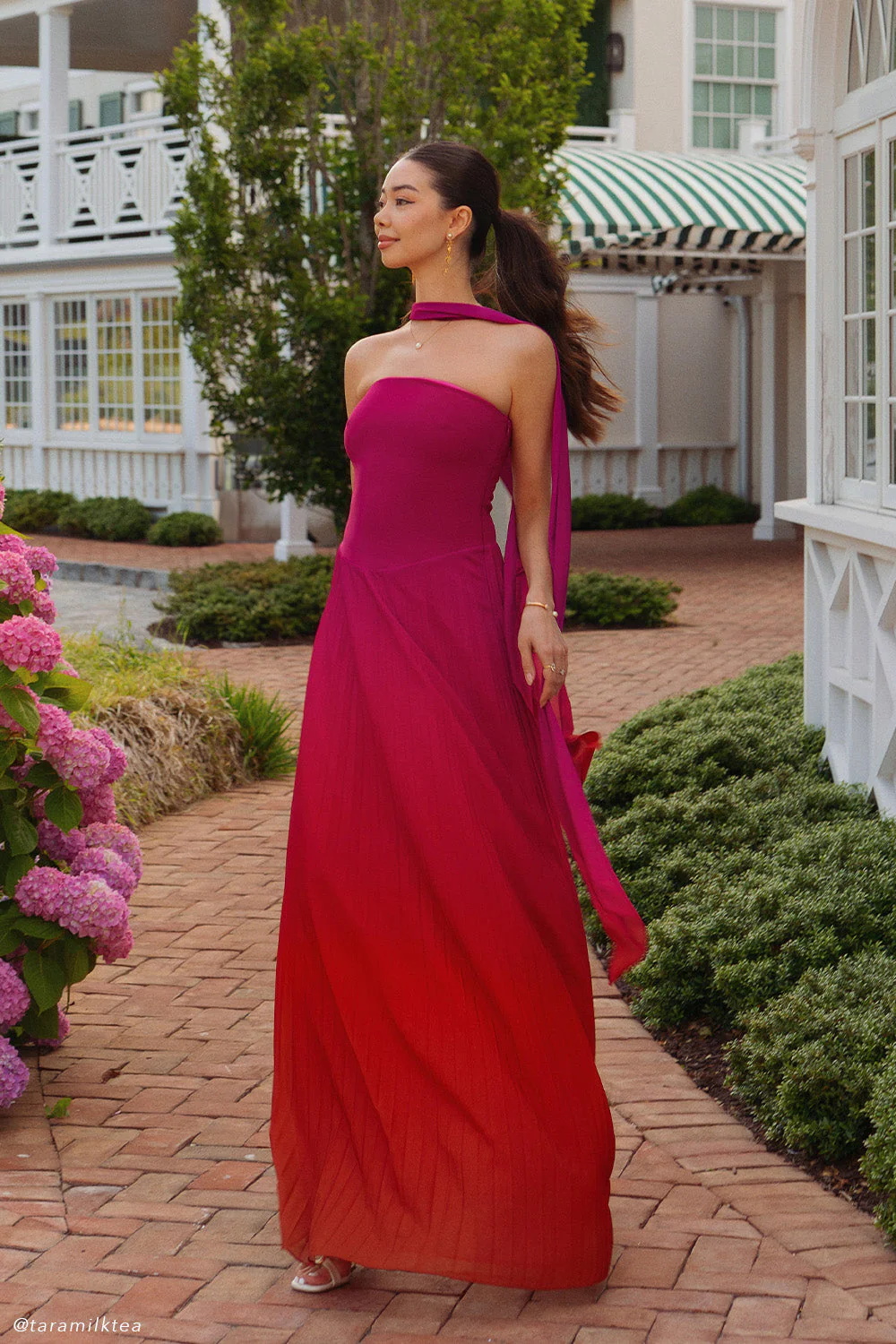 Caira Chiffon Scarf Maxi Dress - Ombre Dark Pink