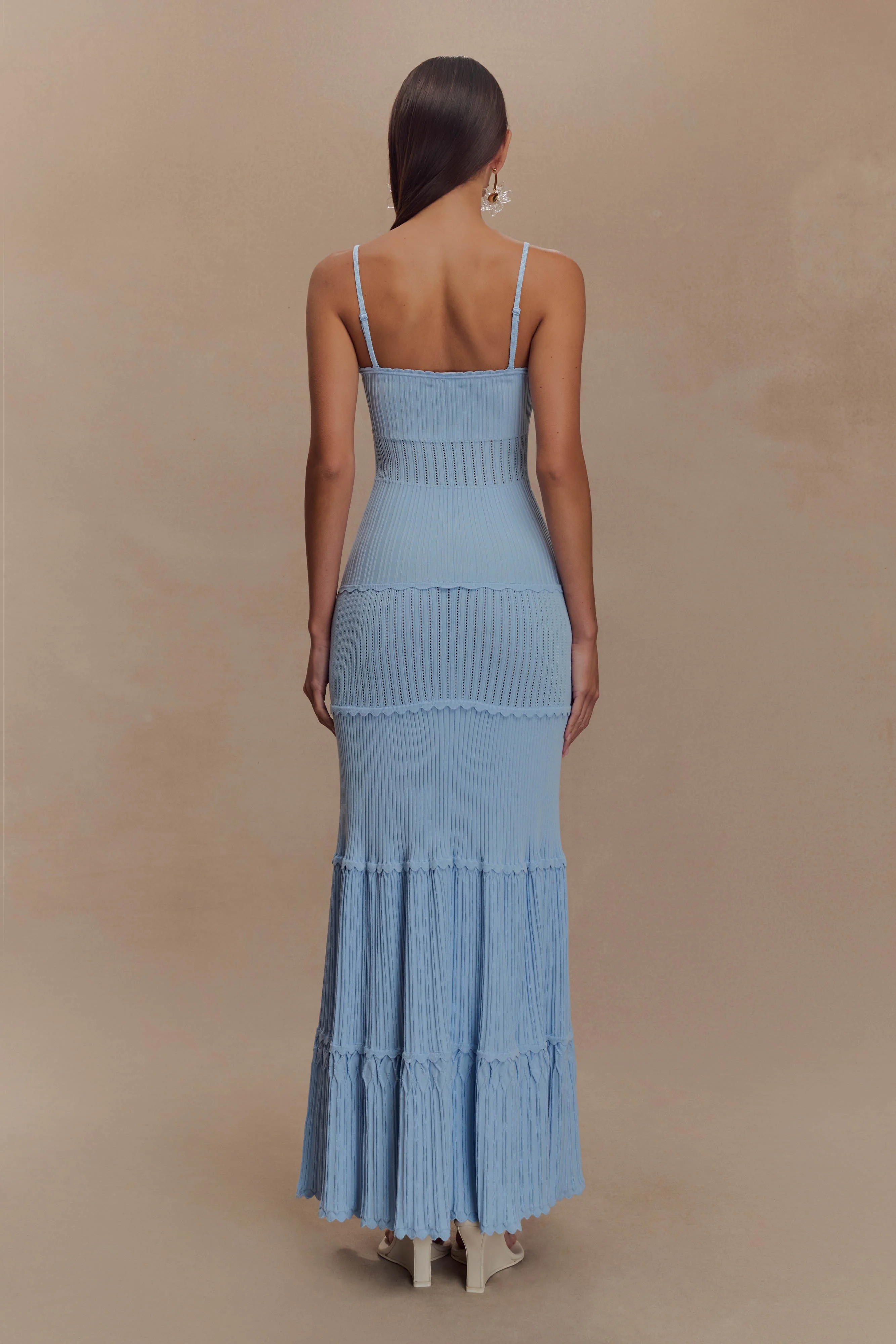 Finley Pointelle Knit Maxi Dress - Cornflower Blue