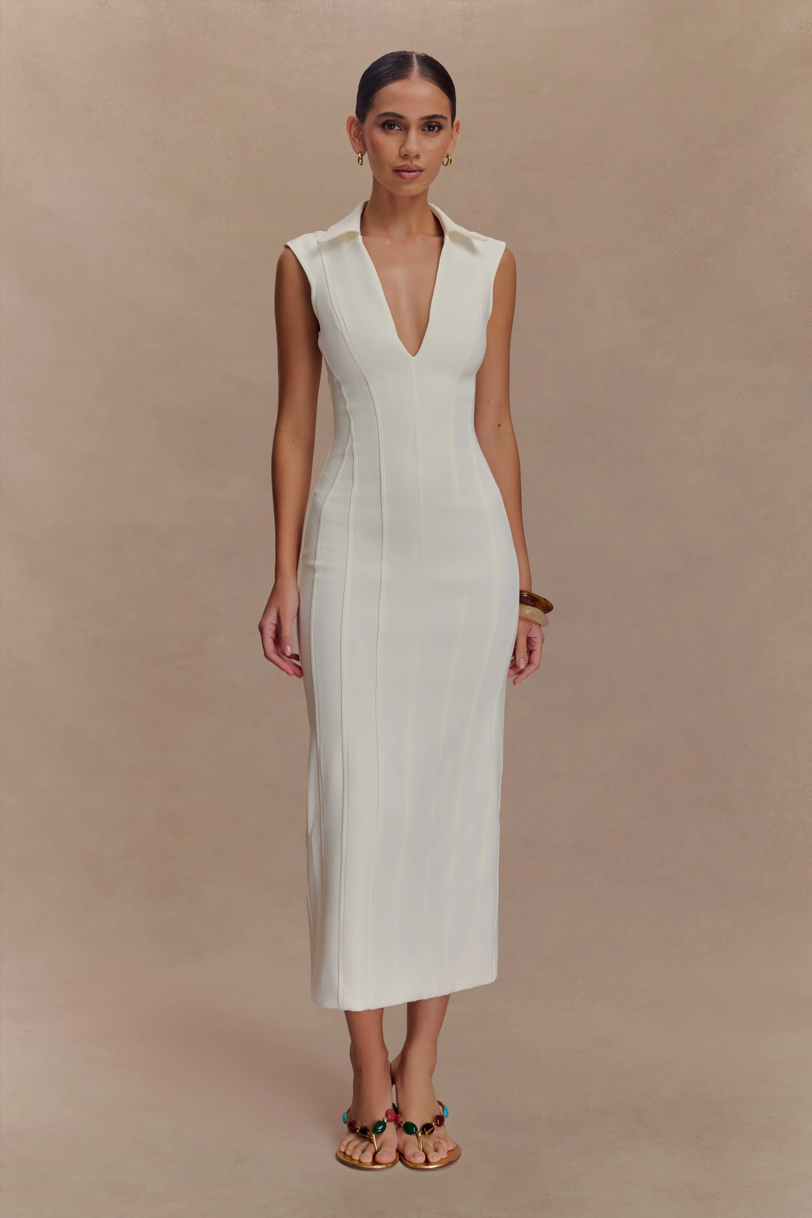 Keagan Sleeveless Midi Dress - Ivory