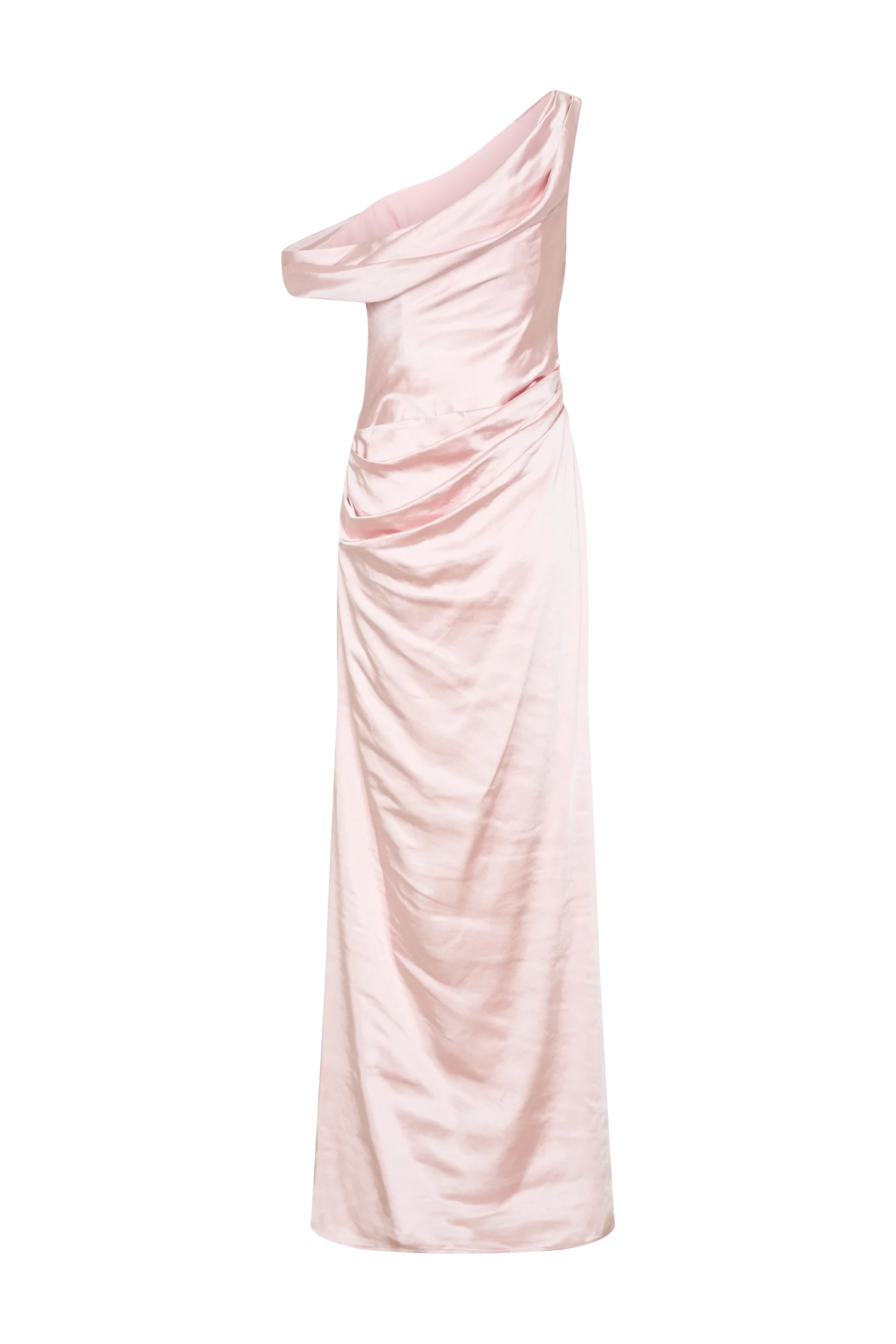Dalia Off Shoulder Satin Maxi Dress - Soft Pink