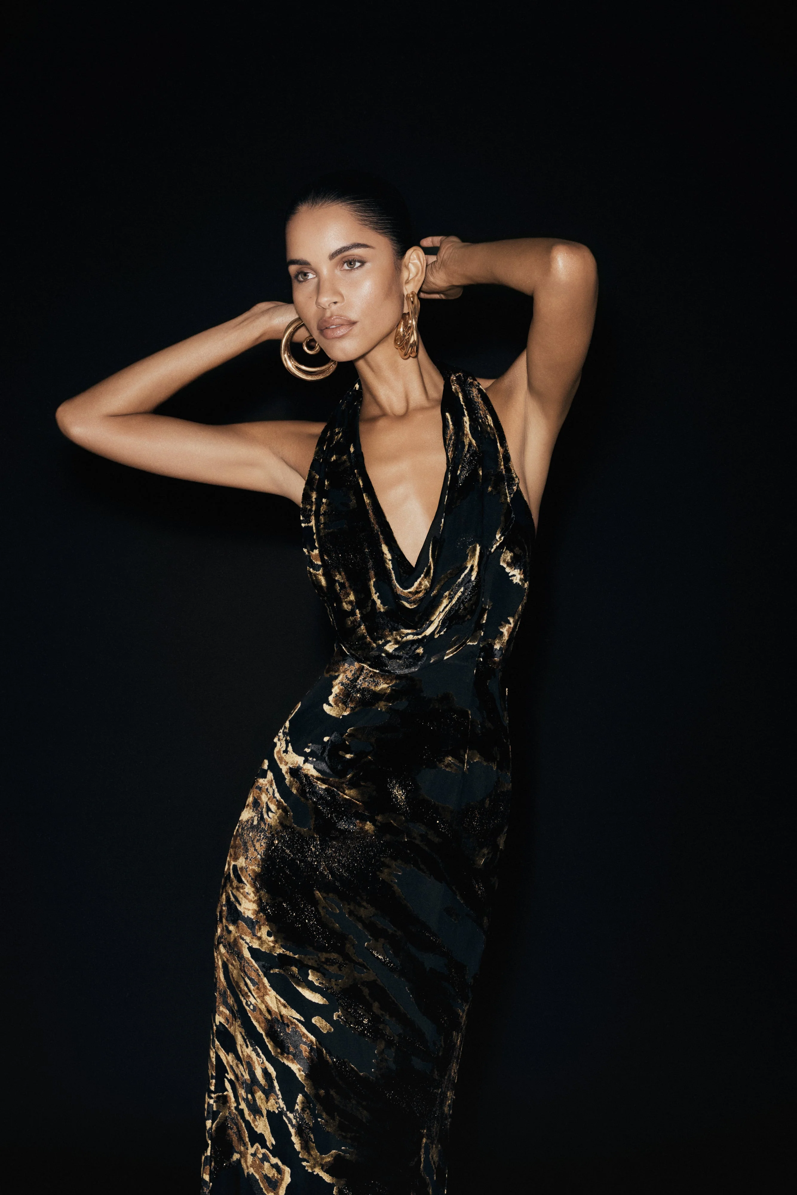 Talila Cowl Front Maxi Dress - Velvet Burnout