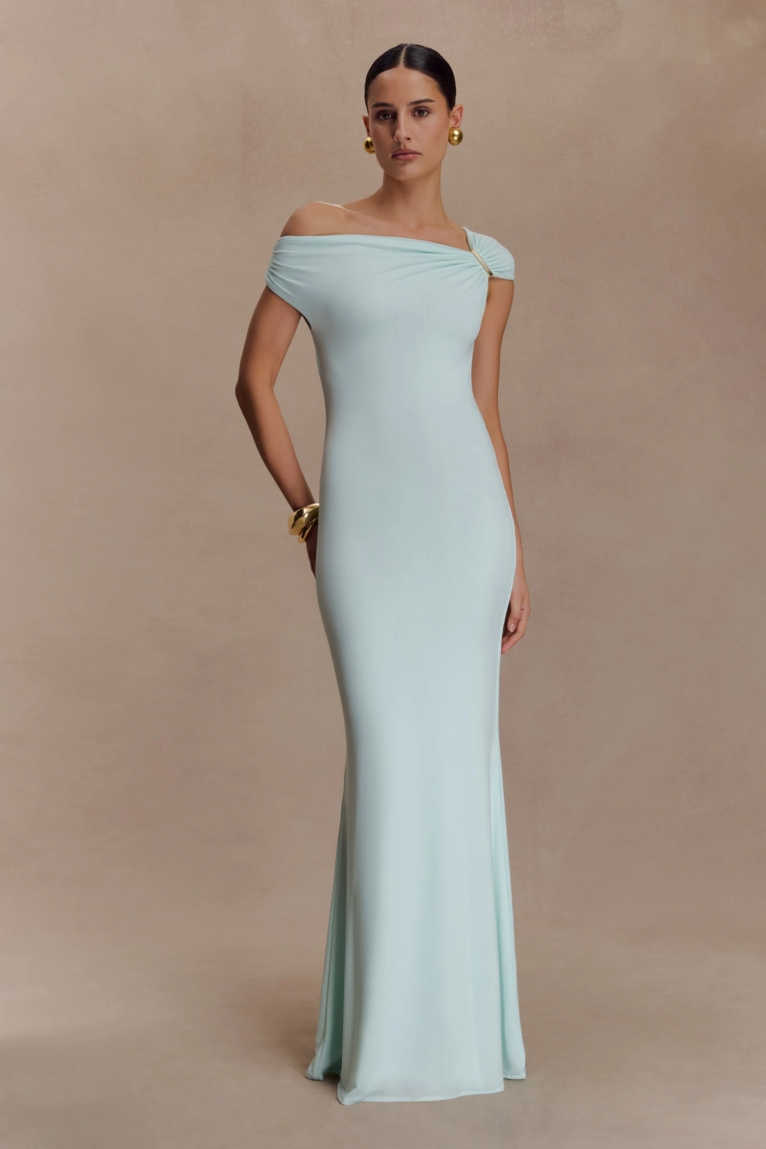 Kinsley Slinky Maxi Dress With Hardware - Lagoon