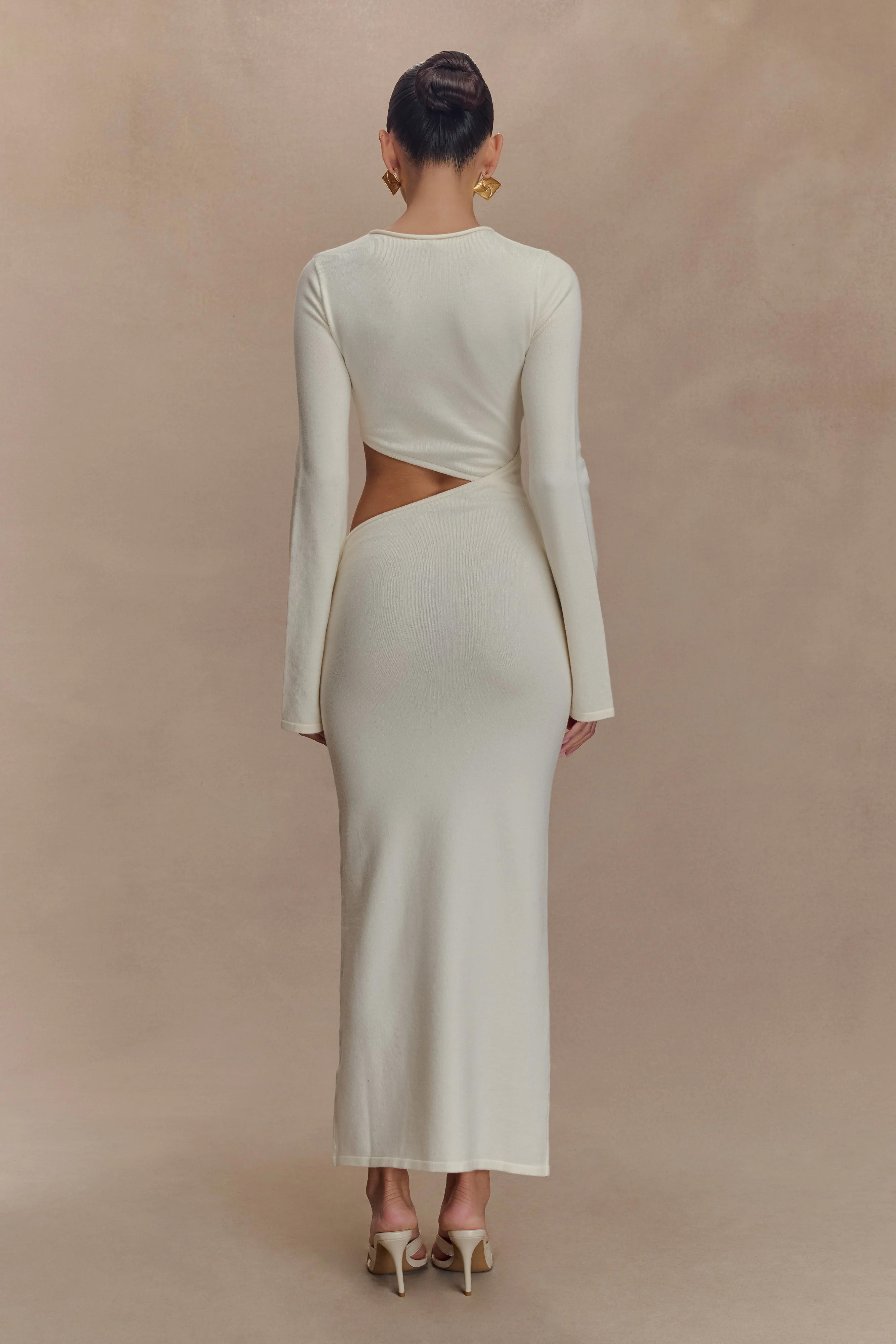 Azariah Long Sleeve Knit Midi Dress - Ivory