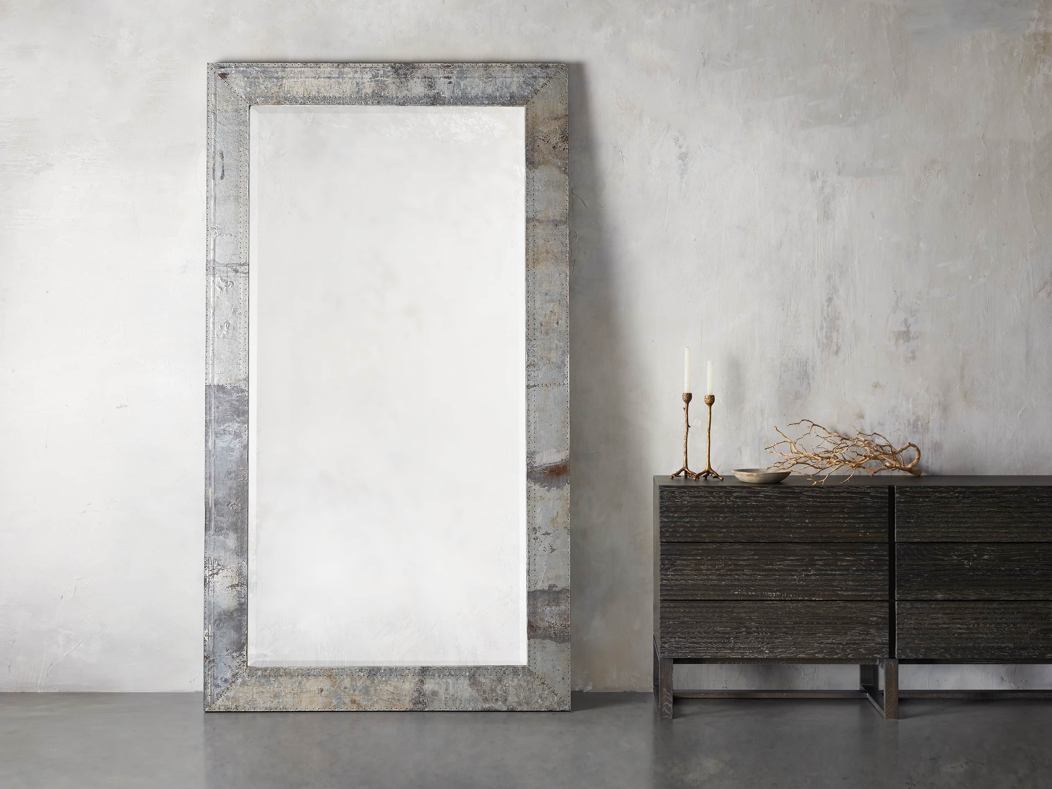 Caspian Grand Floor Mirror in Iron