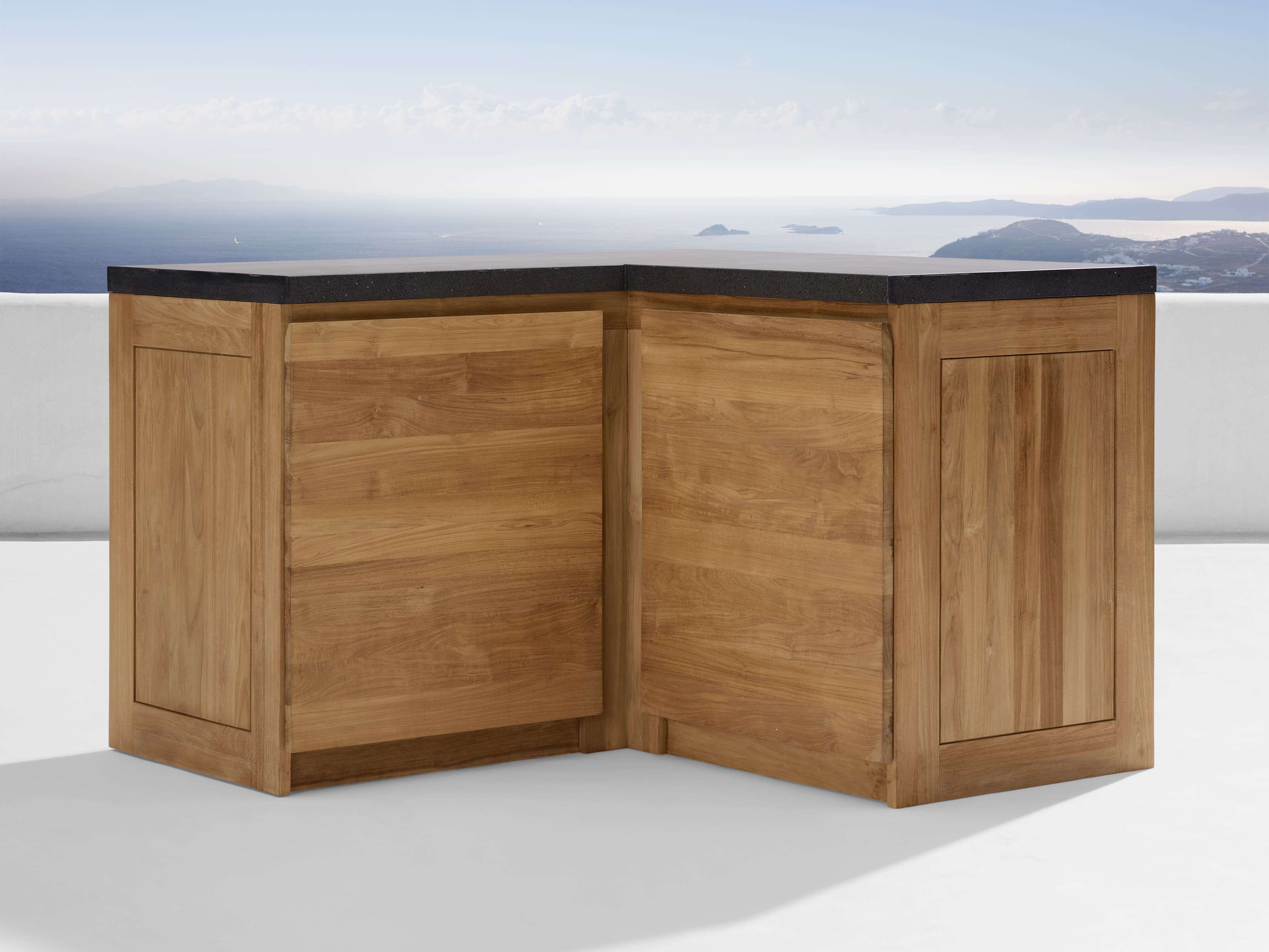 Outdoor Teak Modular Kitchen Corner Cabinet