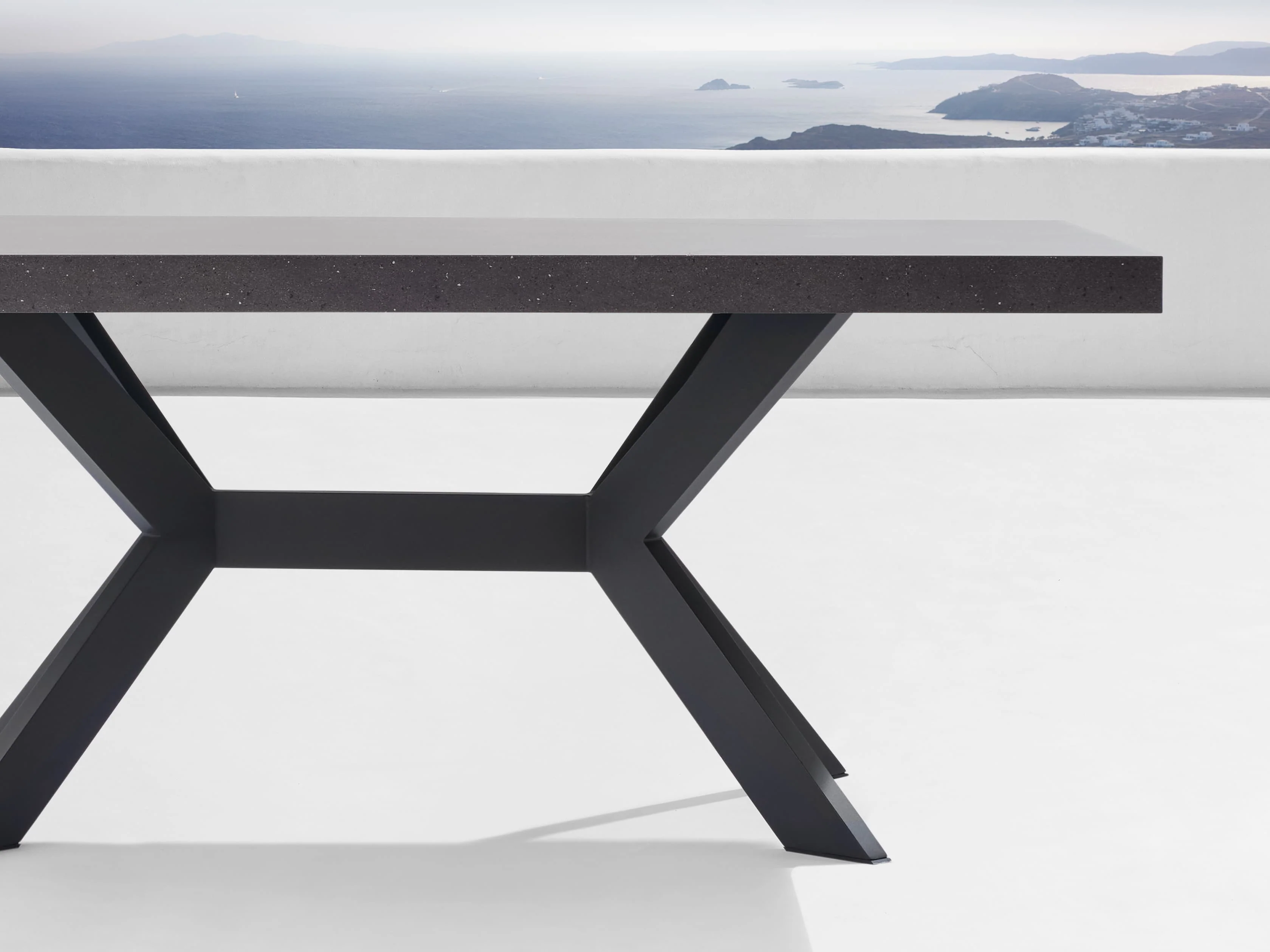 Outdoor Rectangular Dining Table with Apex Base