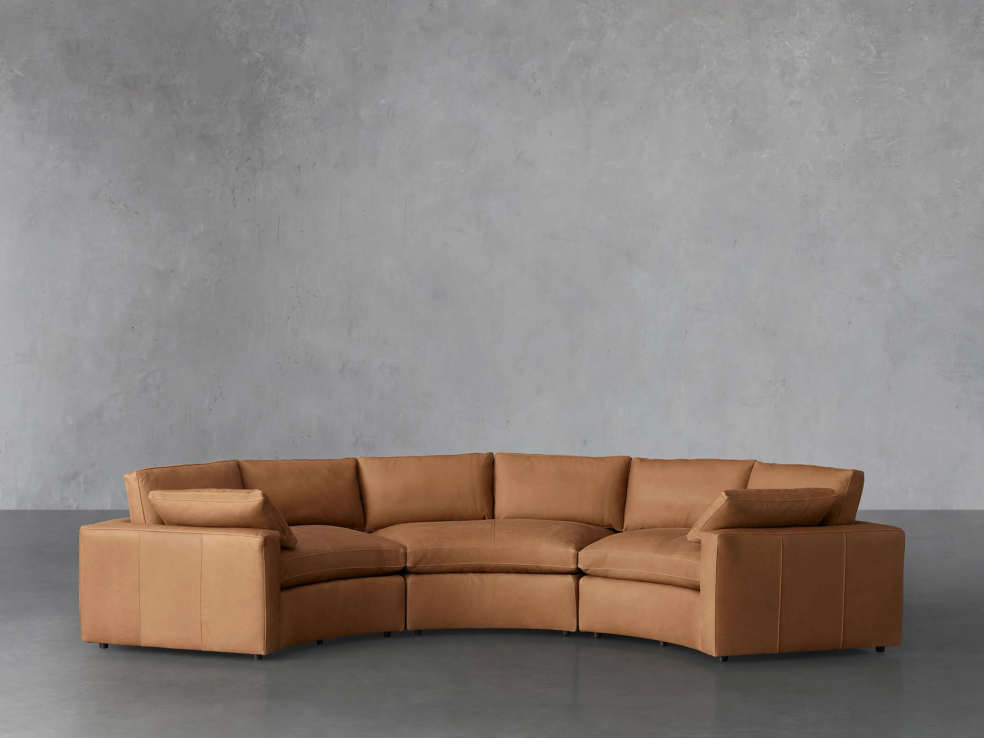 Beale Leather Three Piece Curved Sectional