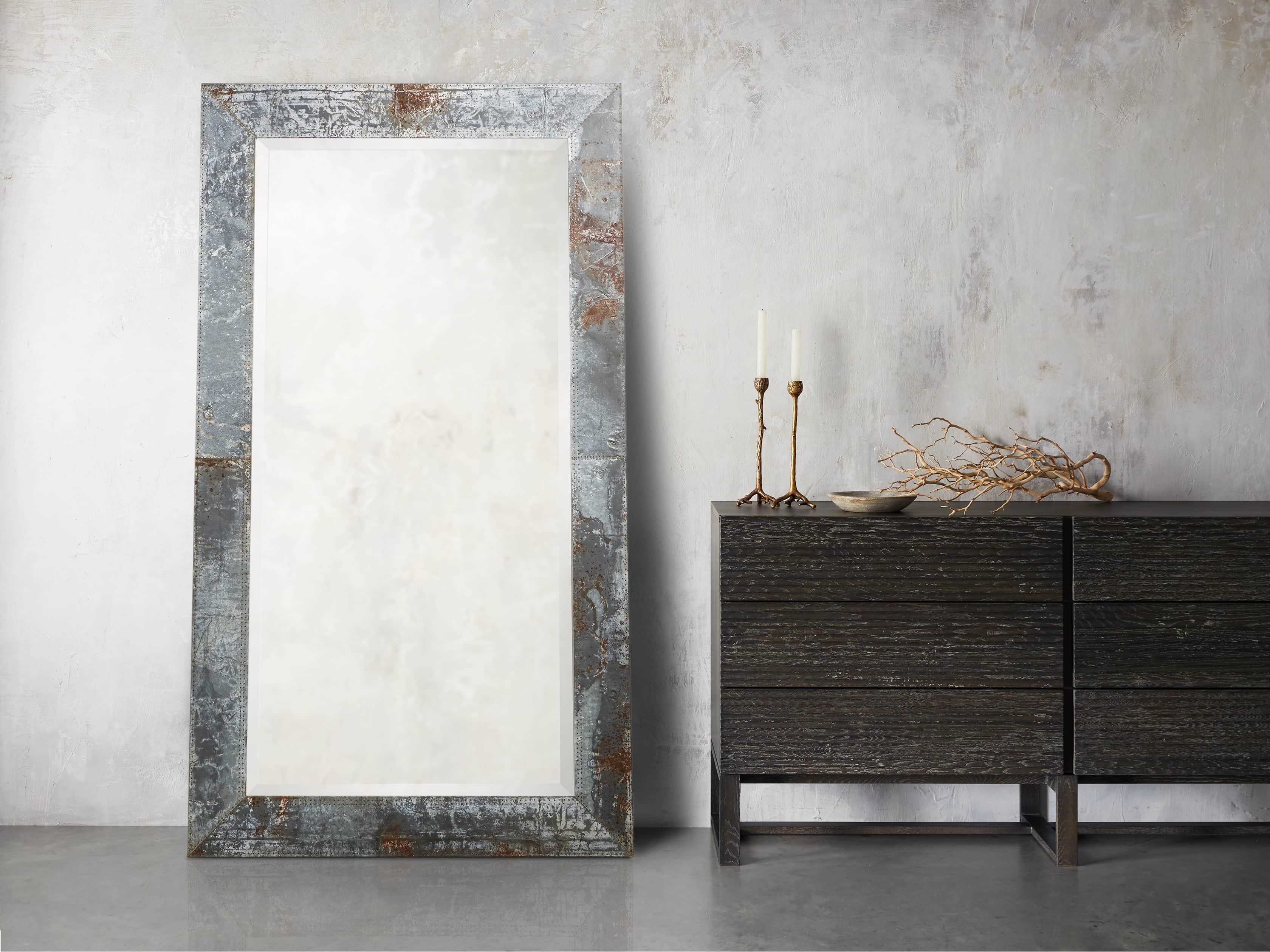Caspian Floor Mirror in Iron