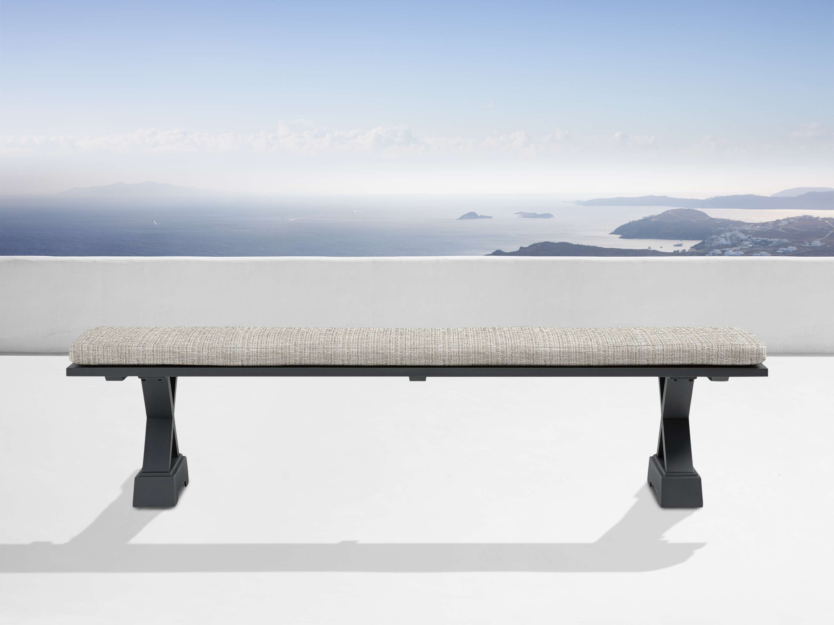 Montego Outdoor Aluminum Dining Bench in Priano Laurel