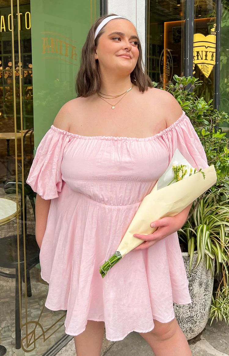 Paradise Puff Sleeve Dress Pink