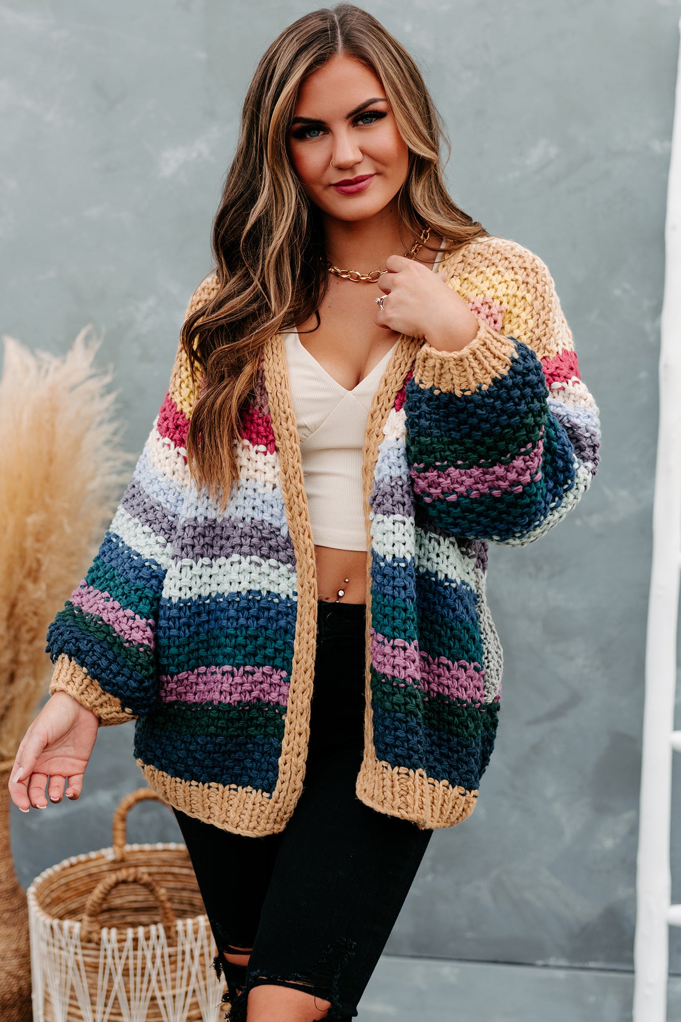 Rainbow Reveal Crochet Knit Cardigan (Neutral Multi) casuallife
