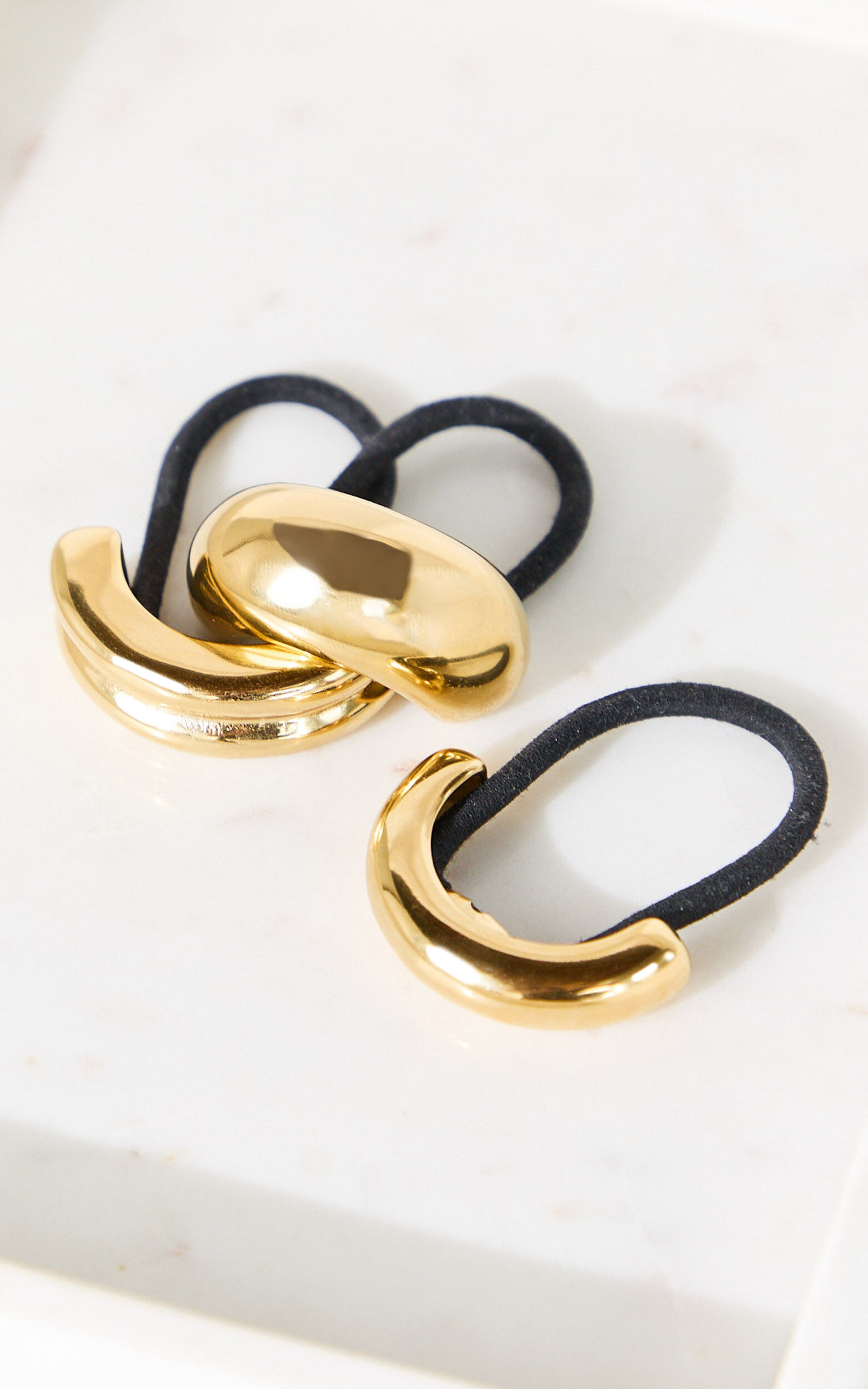 Simona Hair Tie - Chunky Metal Hair Tie Three Pack in Gold