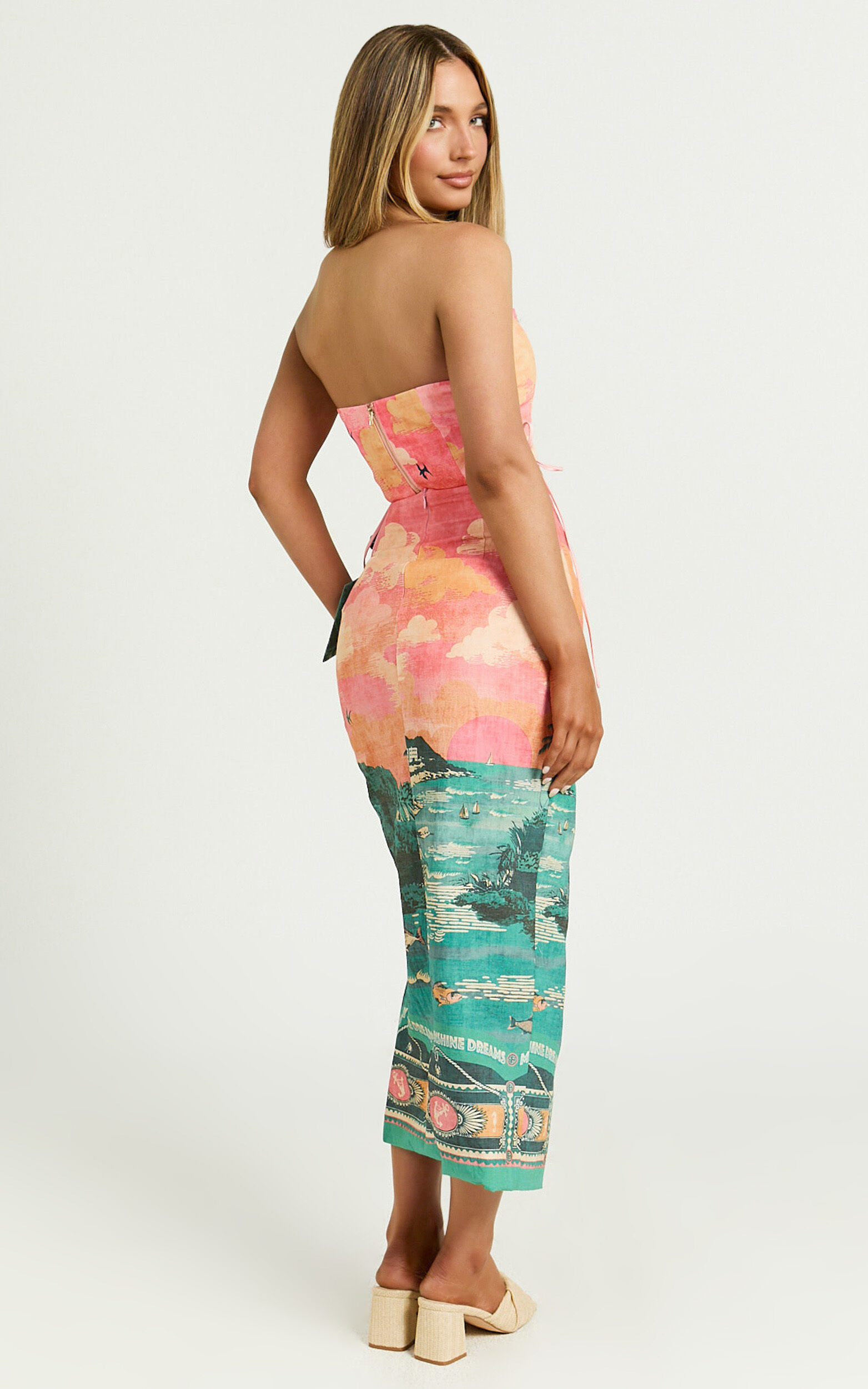 Amalie The Label - Leesha Side Knot Midi Skirt in Island Sunset Print