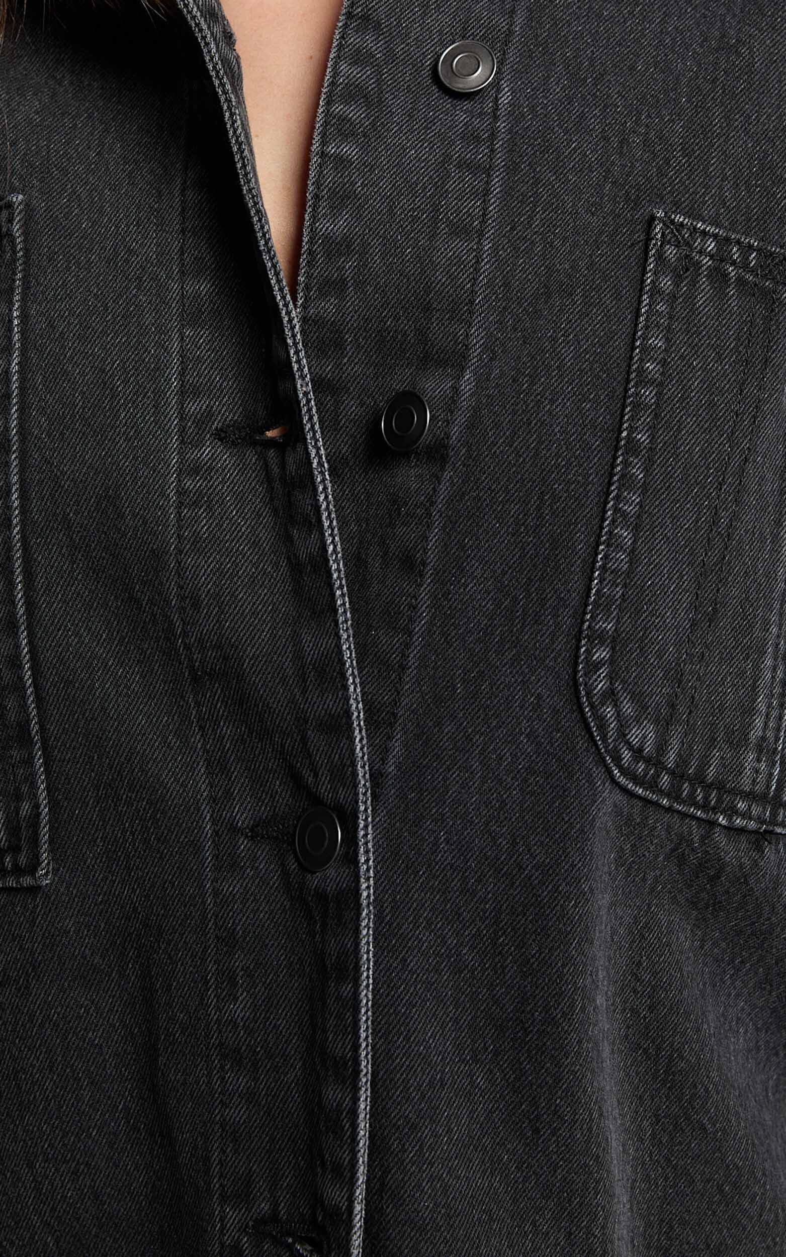 Harlow Jacket - Oversized Long Sleeve Denim Jacket in Black Wash