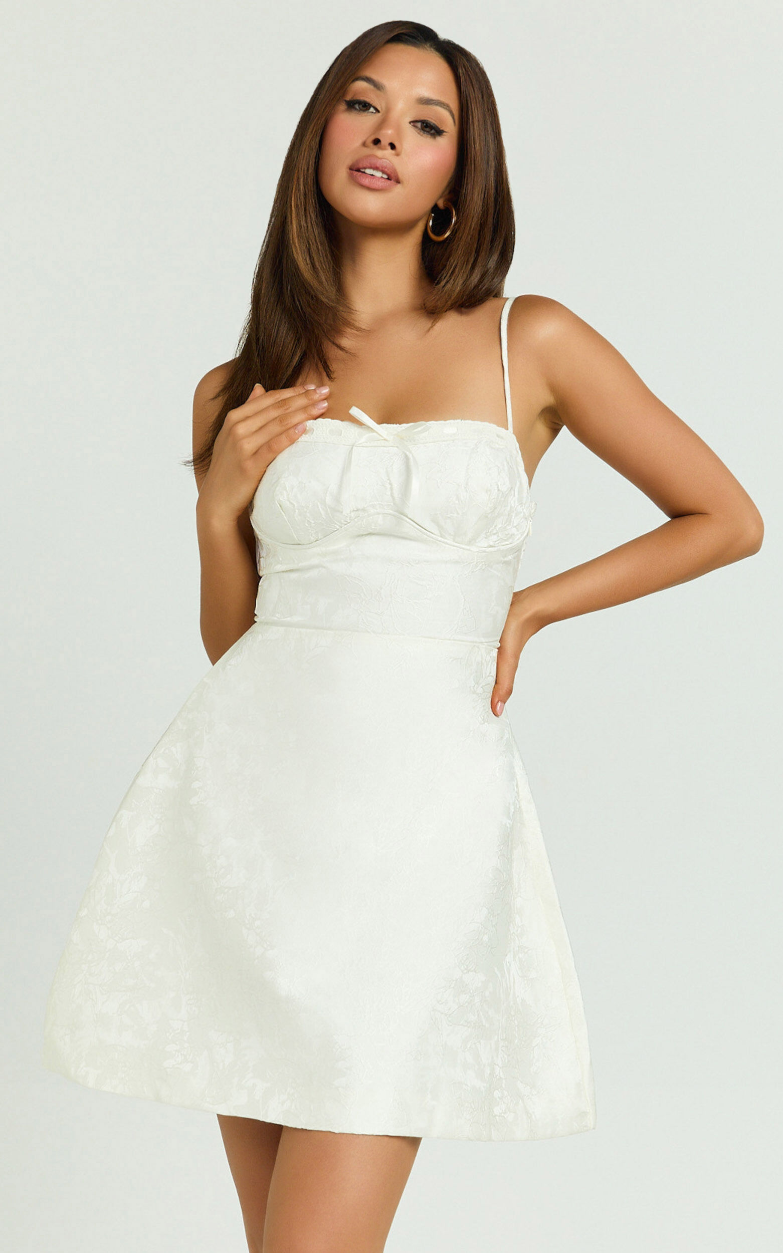 Mavic Mini Dress - Tie Detail Bust Dress in White