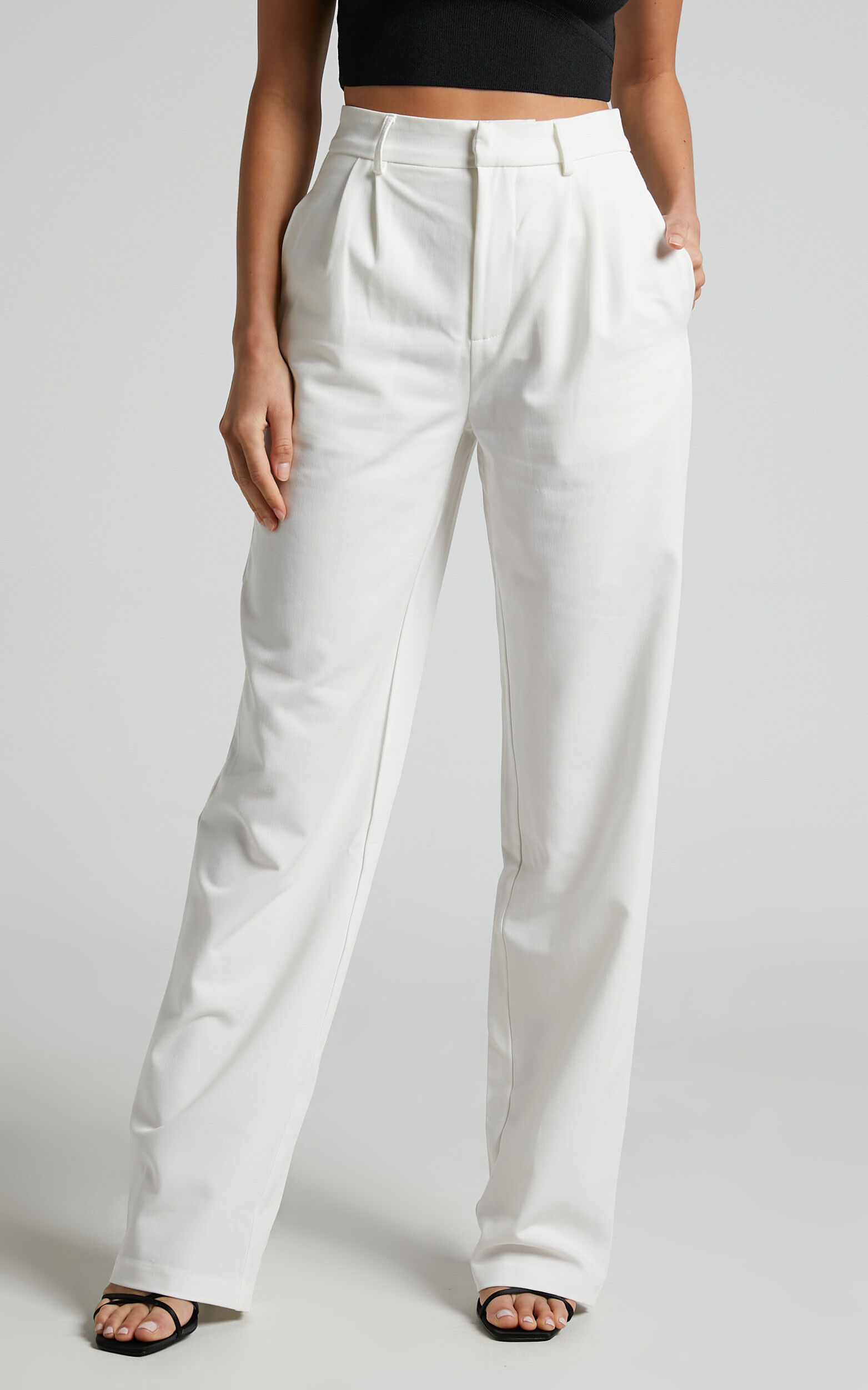 Lorcan Pants - High Waisted Tailored Pants in White