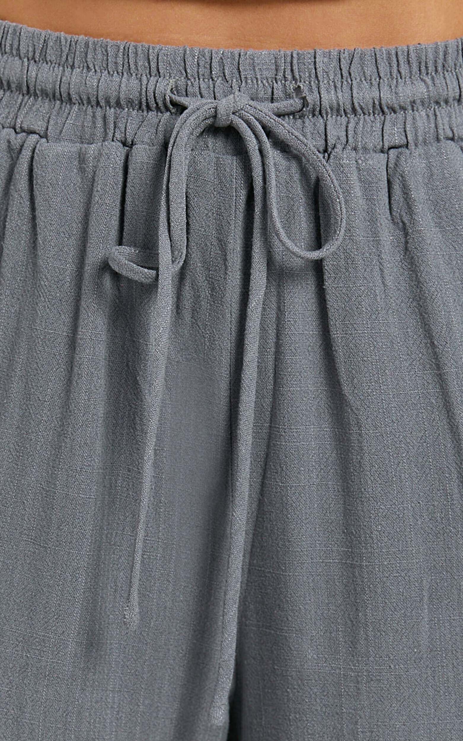 Kala Pants - Mid Waisted Relaxed Elastic Waist Pants in Charcoal