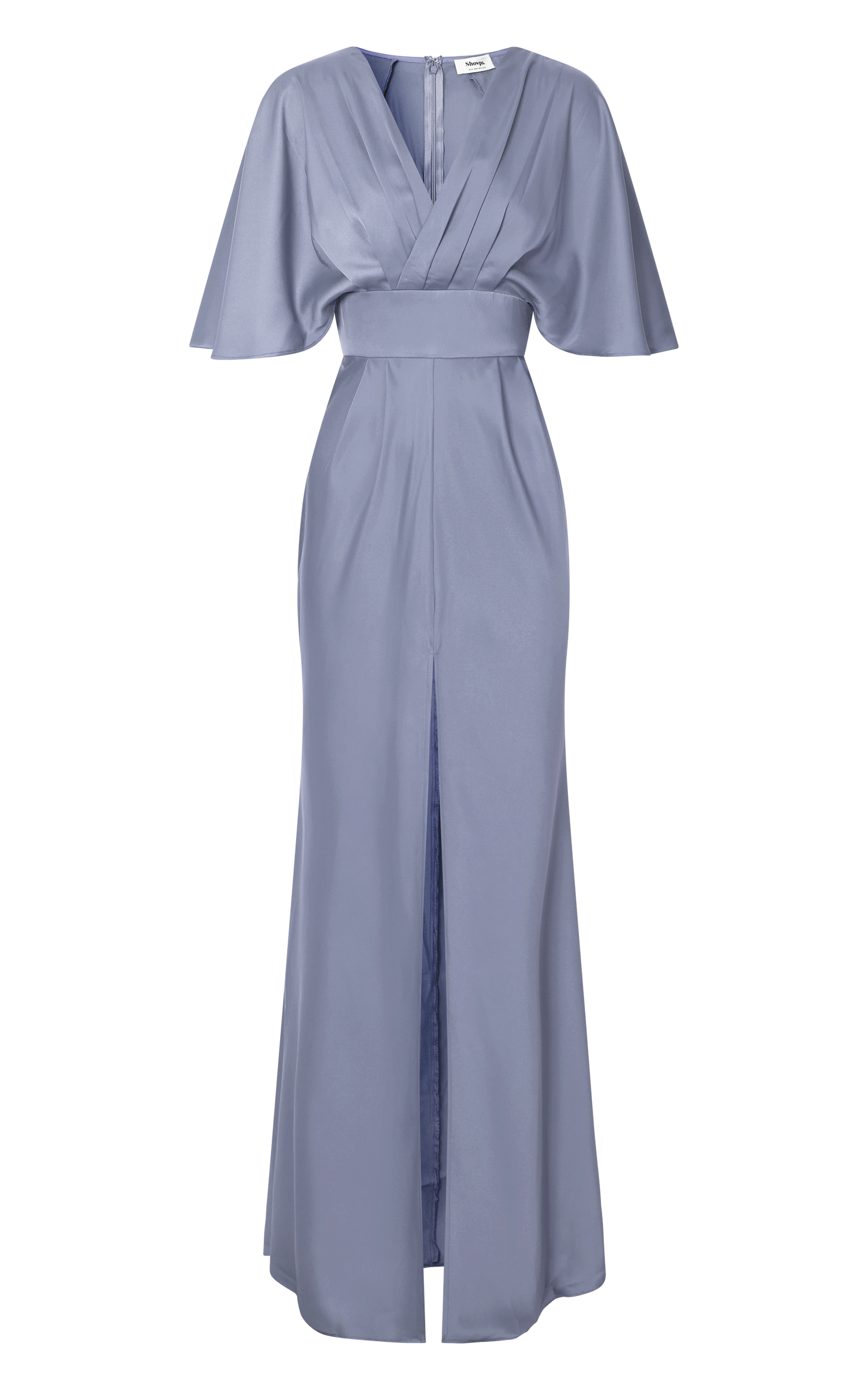 Gemalyn Midi Dress - Angel Sleeve V Neck Split Dress in Sky Blue