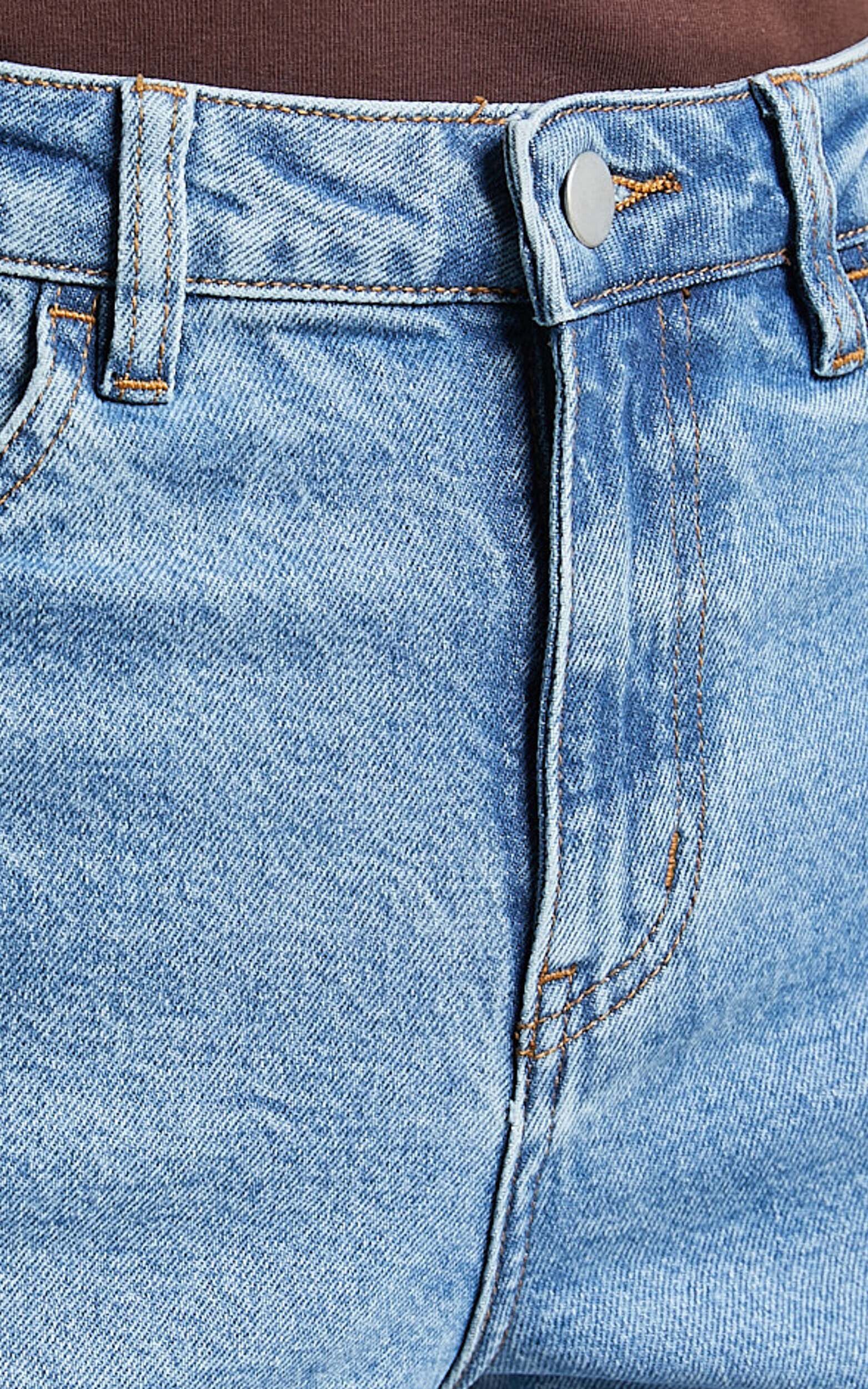 Chandler Jeans - High Waisted Crop Straight Jeans in Mid Blue Wash