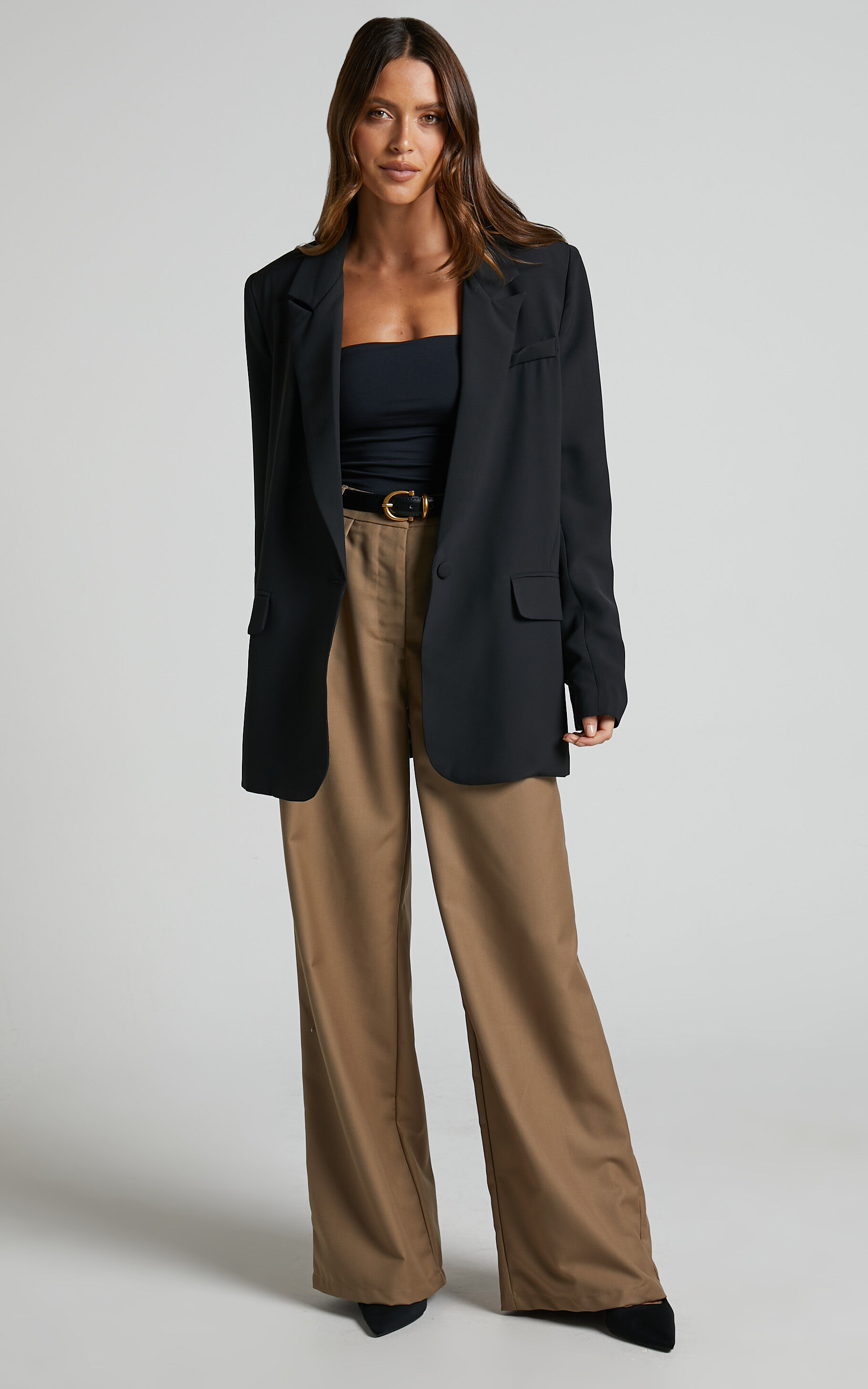 Caralina Blazer - Oversized Single Breasted Blazer in Black