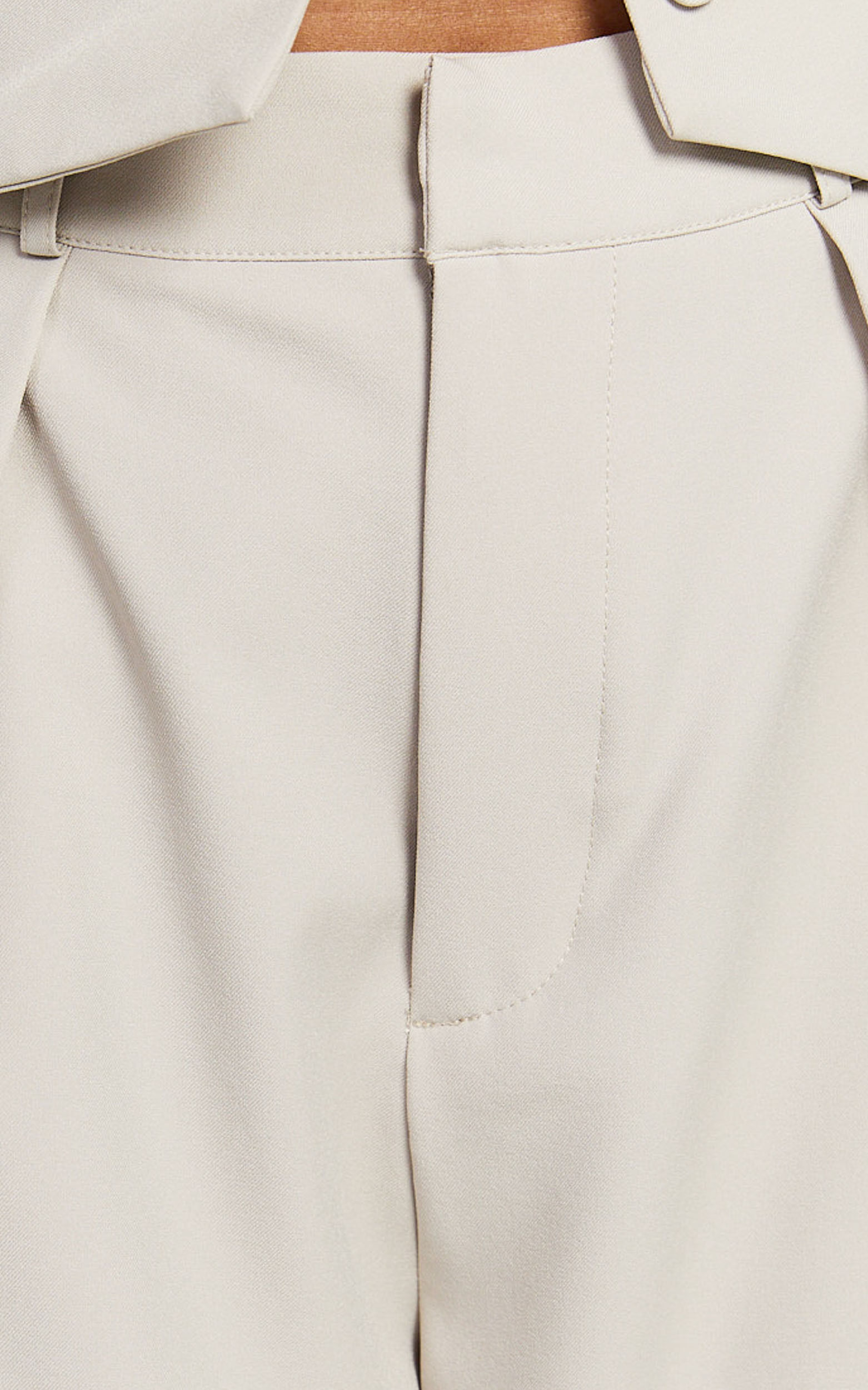 Melinda Pants - Recycled Tailored High Waisted Pleated Wide Leg Pants in Stone